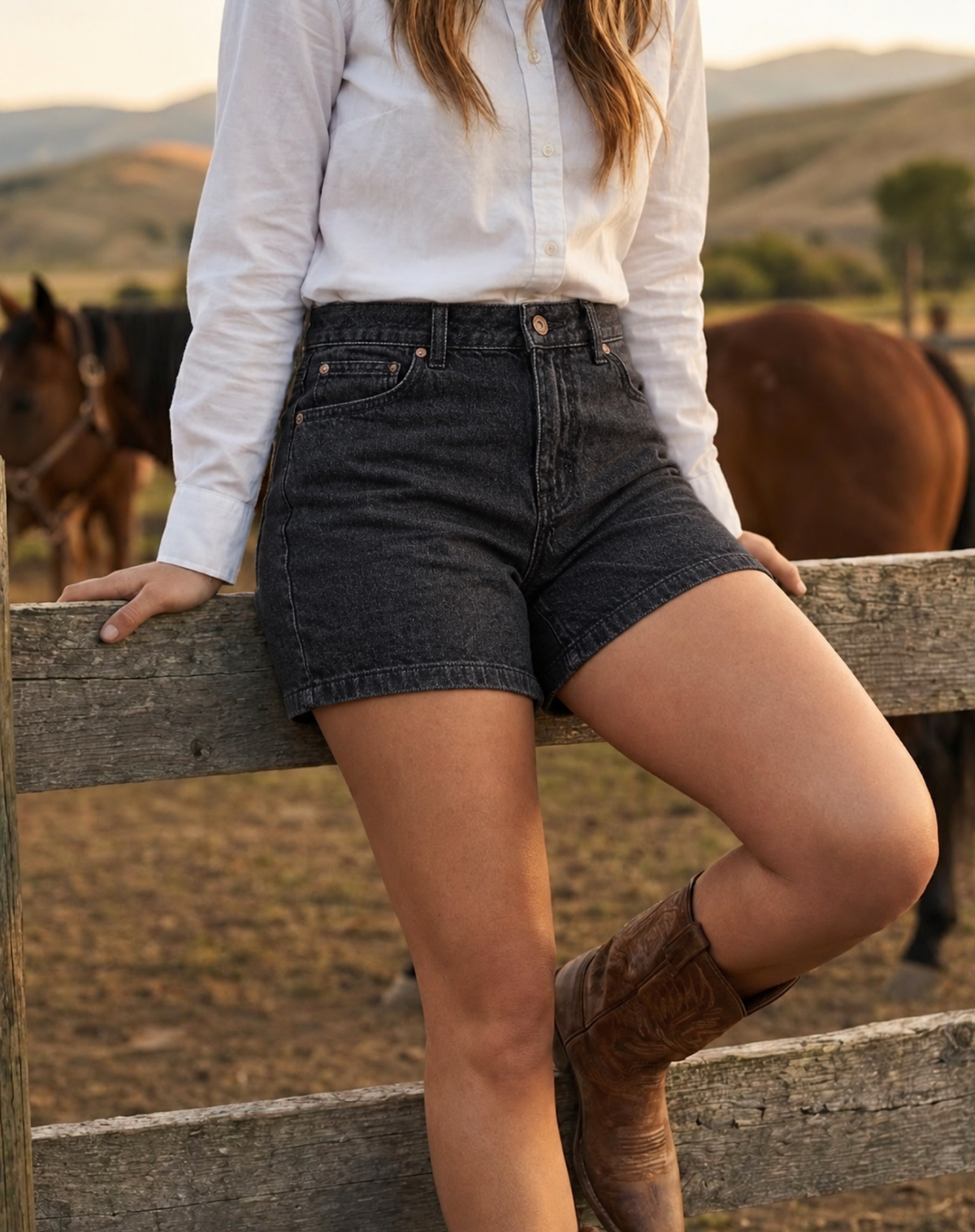 Black High Waist Women's Denim Shorts Outback Supply Co