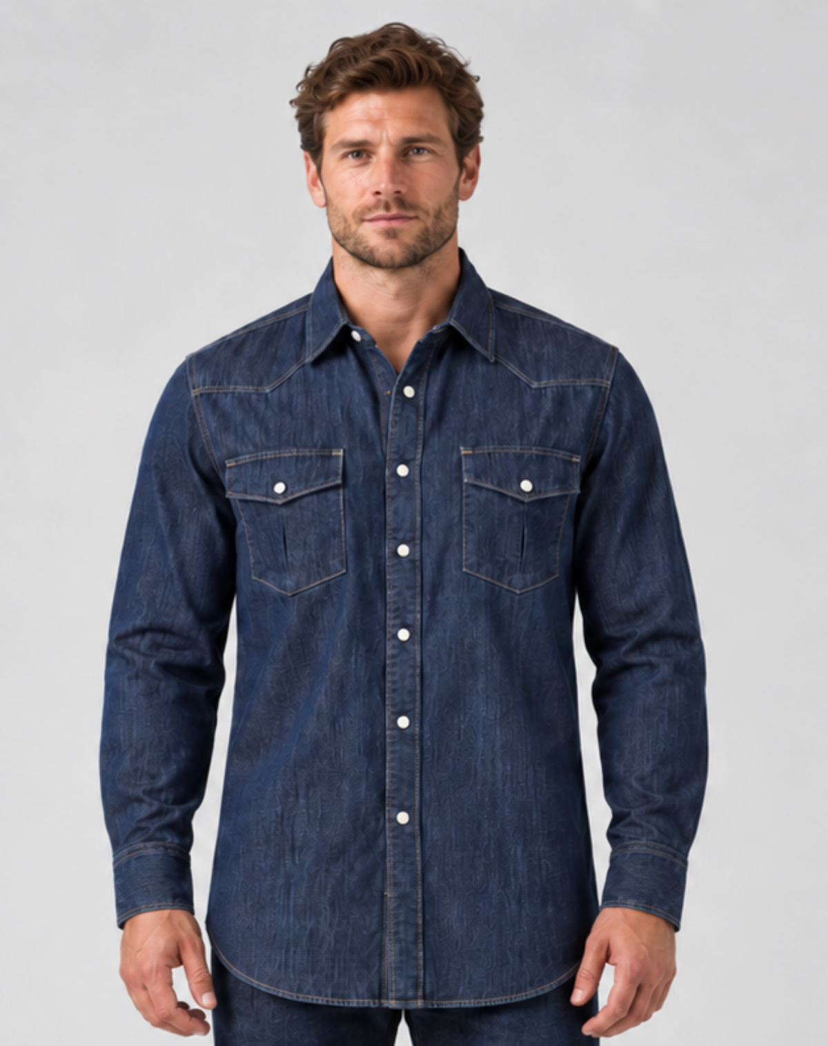 Men’s Western Denim Shirt – Denim Blue Outback Supply Co