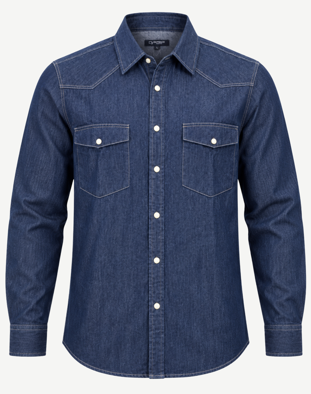 Men’s Western Denim Shirt – Denim Blue Outback Supply Co