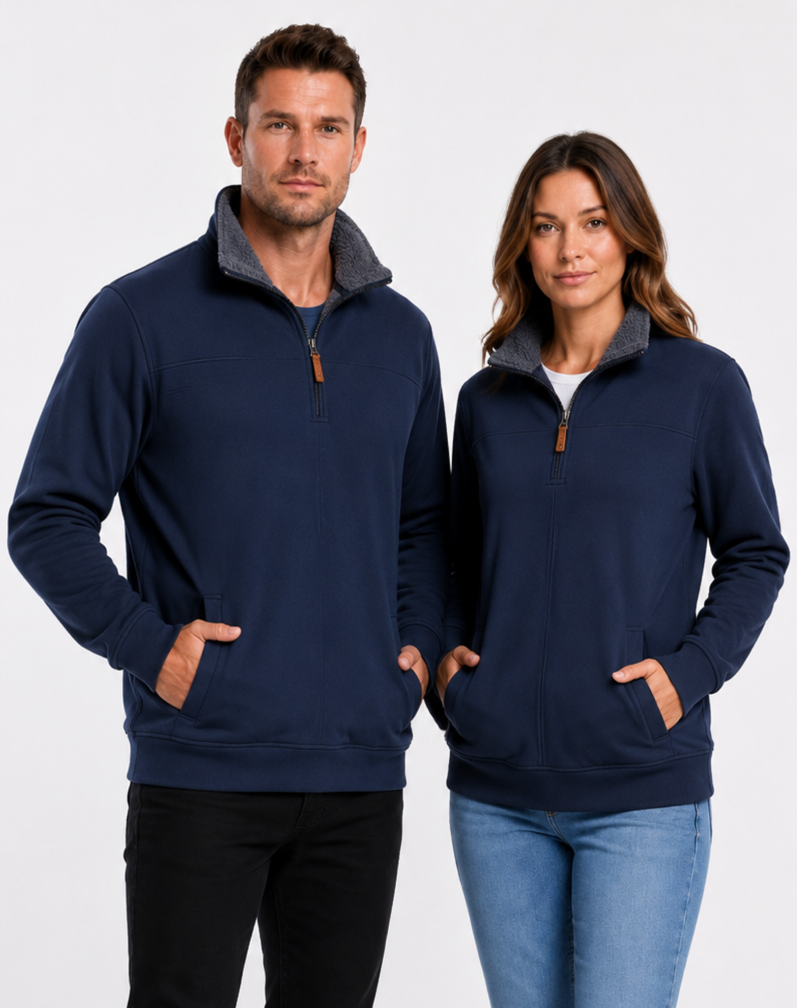 Unisex Navy Half Zip Fleece Lined Jumper Outback Supply Co