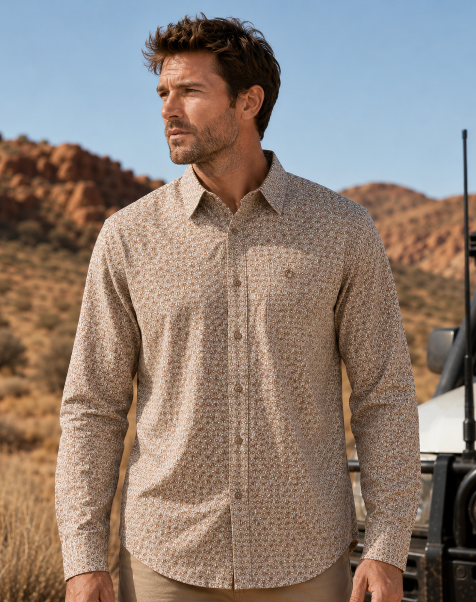 Beige Brown Classic Cotton Shirt Outback Supply Co