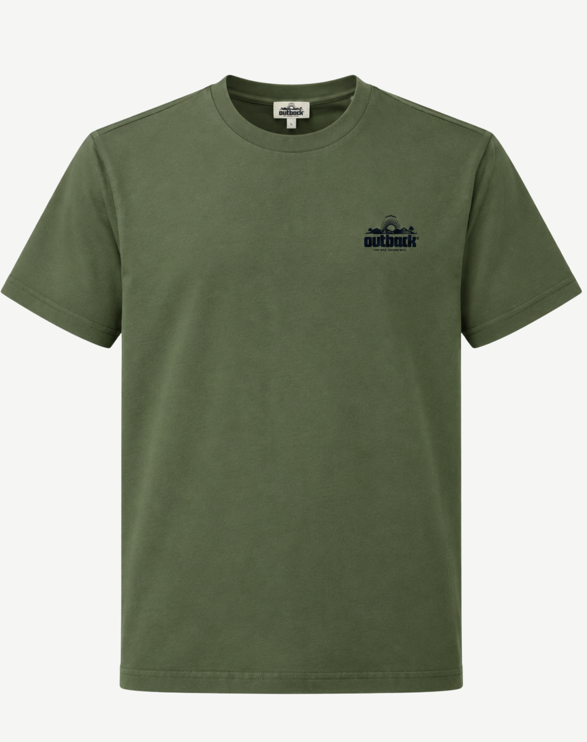 Military Green Soft Cotton Outback Logo Cotton T-Shirt Outback Supply Co