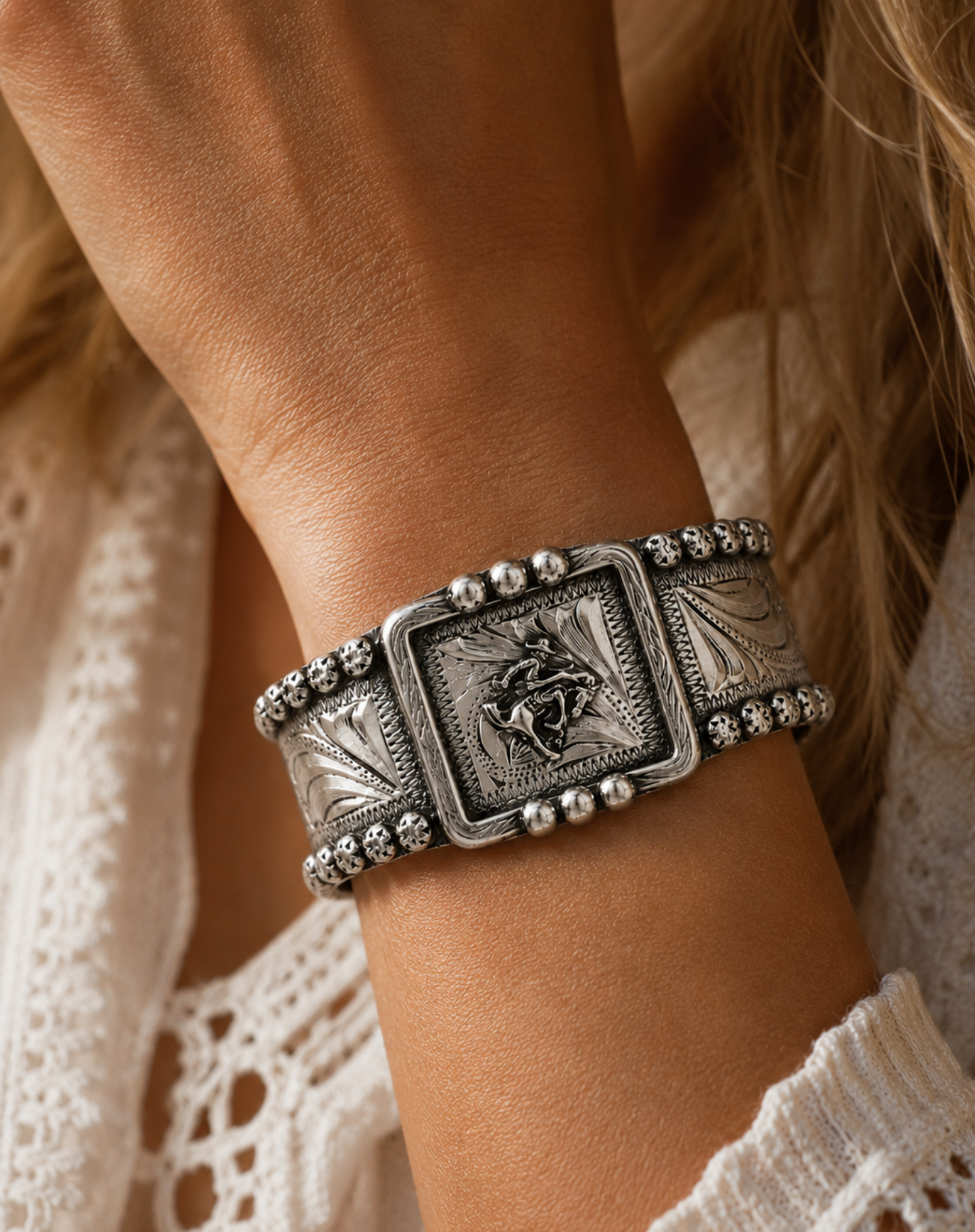 Silver Bucking Bronco Cuff Bracelet Outback Supply Co