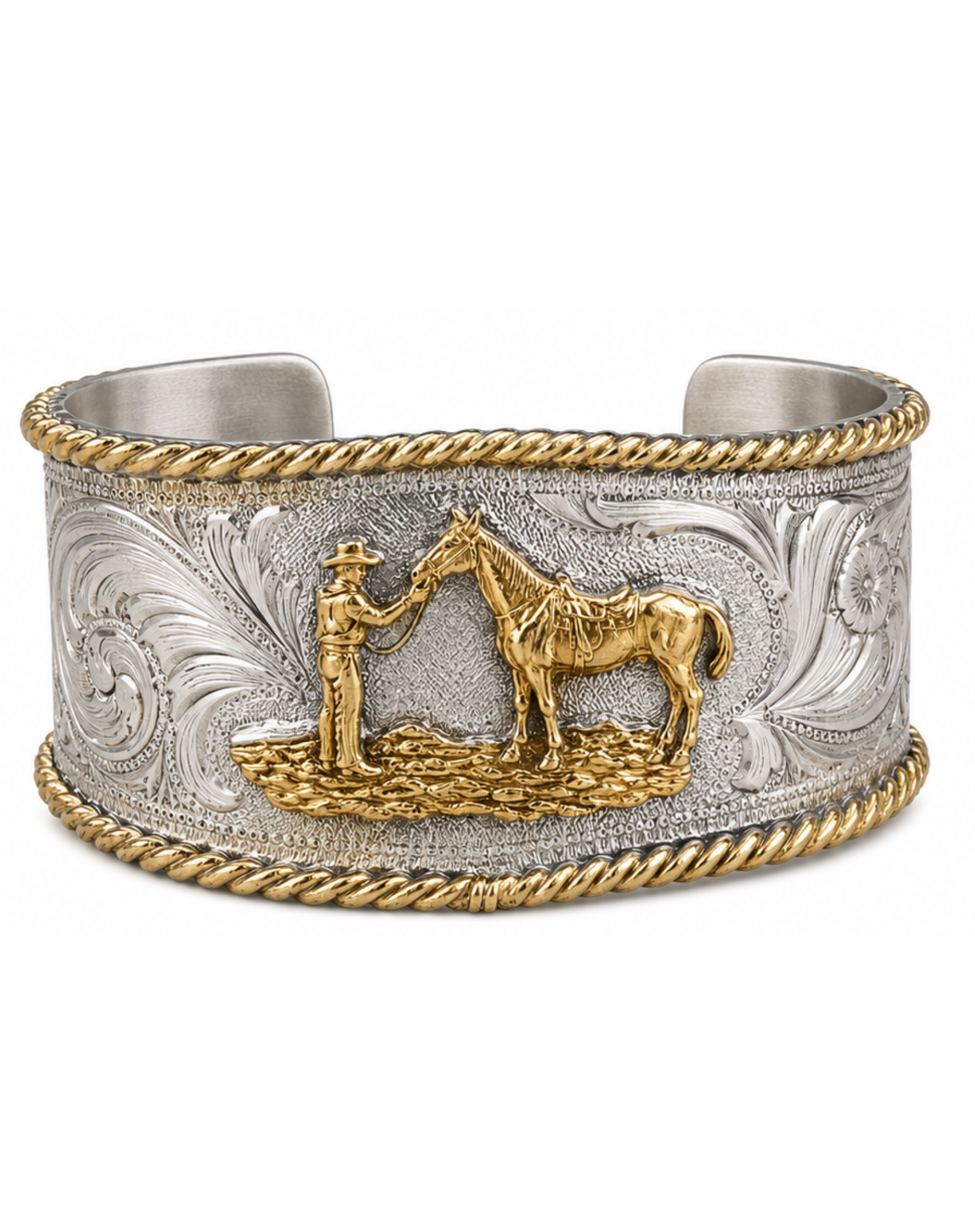Antiqued Silver and Gold Horse Whisperer Cuff Bracelet Outback Supply Co