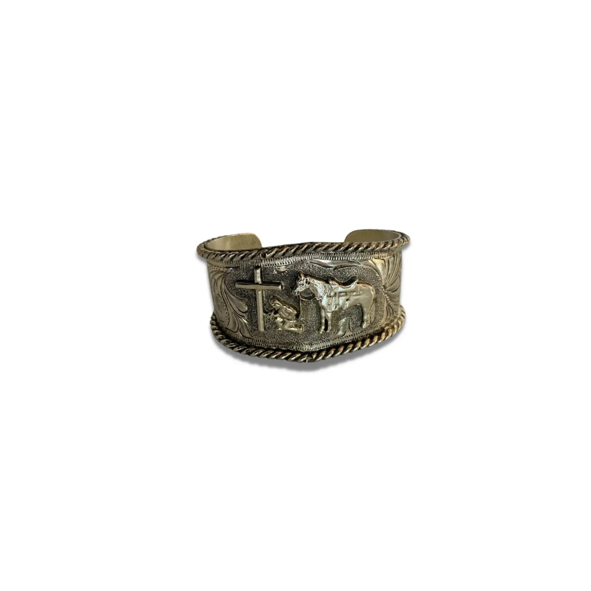 Antiqued Silver Cuff Bracelet - Style A1 - Horse & Pilgrim Outback Supply Co