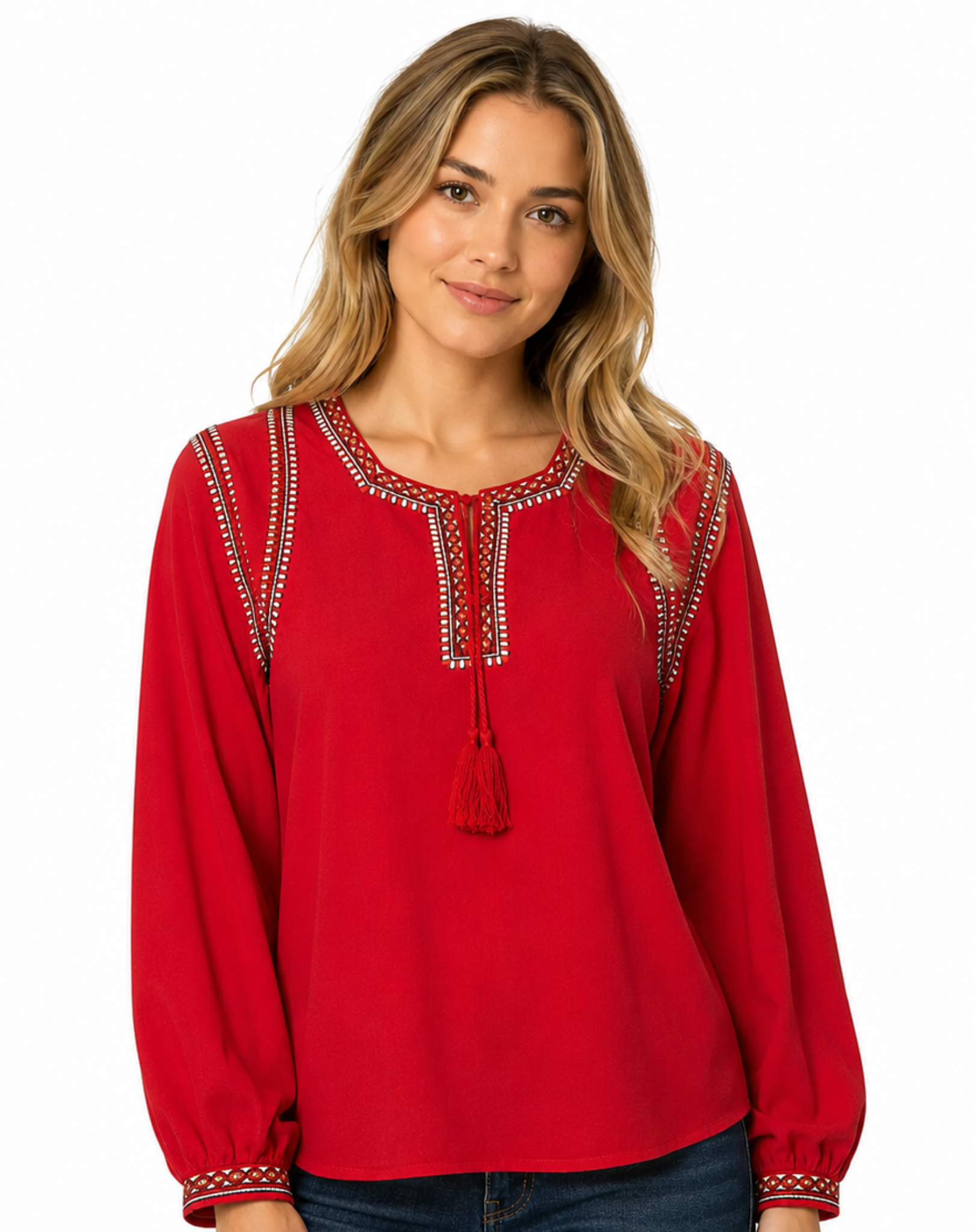 Diamond Jacquard Cotton Blouse Outback Supply Co