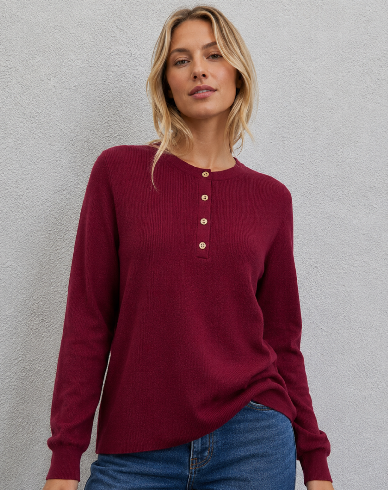 Henley Knit Sweater - Wine Outback Supply Co