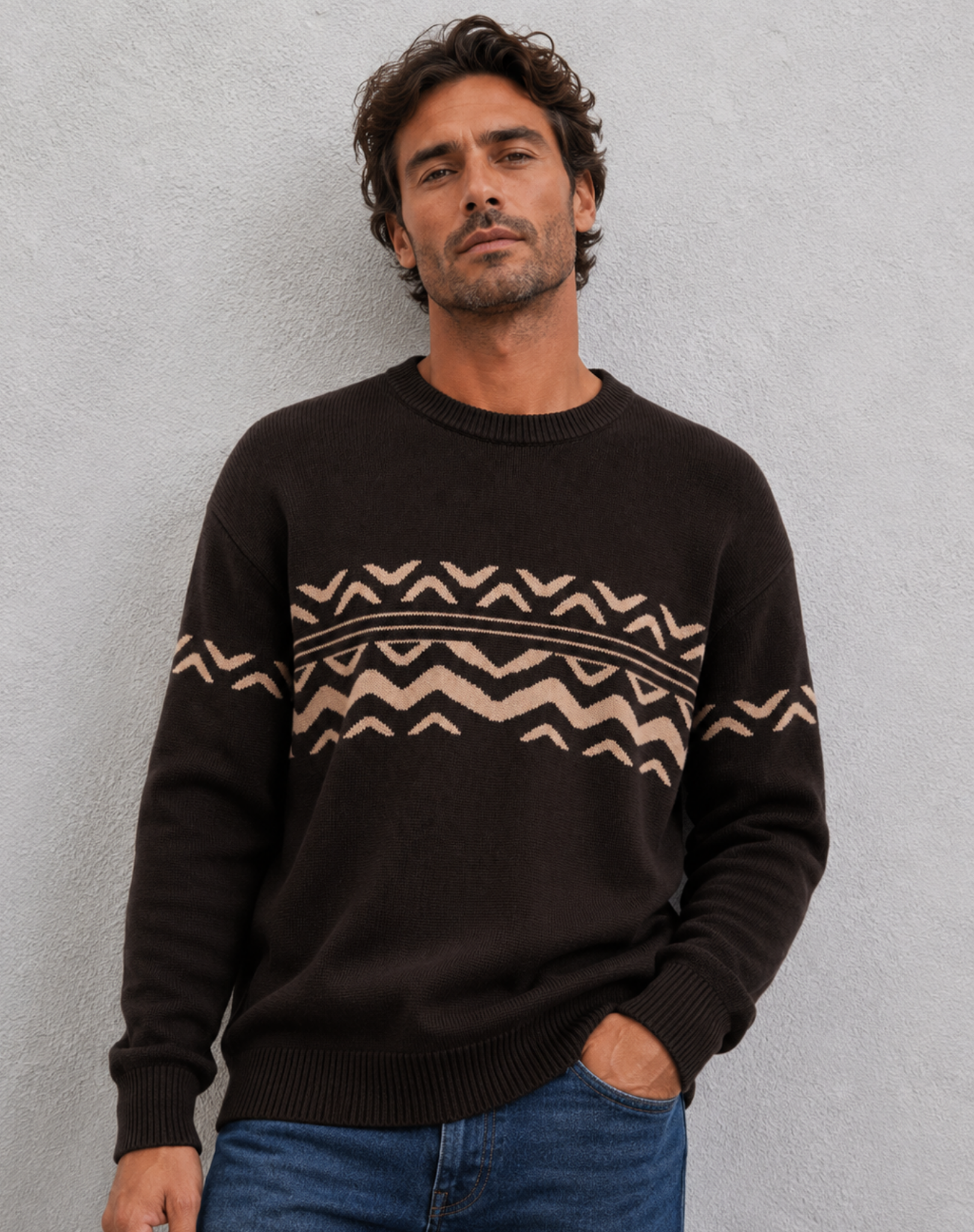 Mens Knit Sweater - Espresso Outback Supply Co