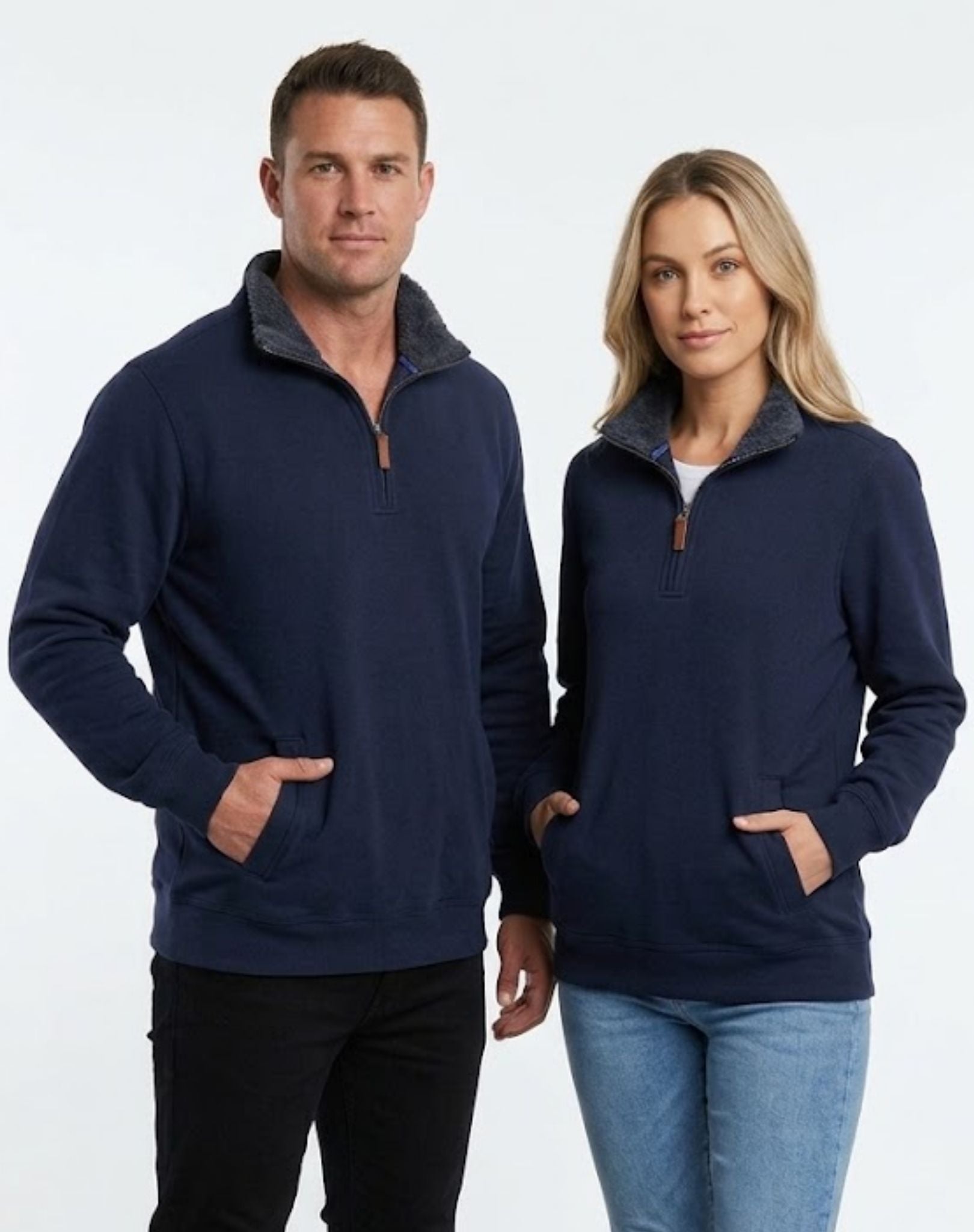 Unisex Navy Half Zip Fleece Lined Jumper Outback Supply Co