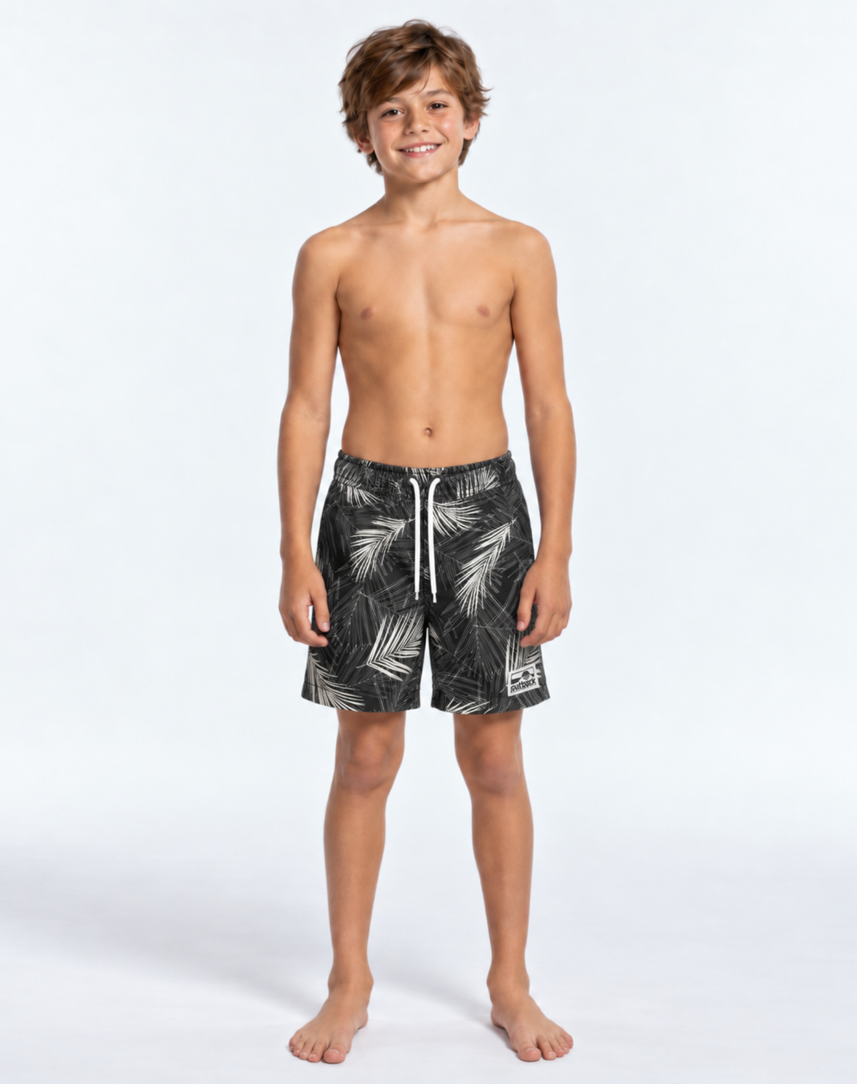Boys Elastic Waist Boardshorts - Black & White Outback Supply Co