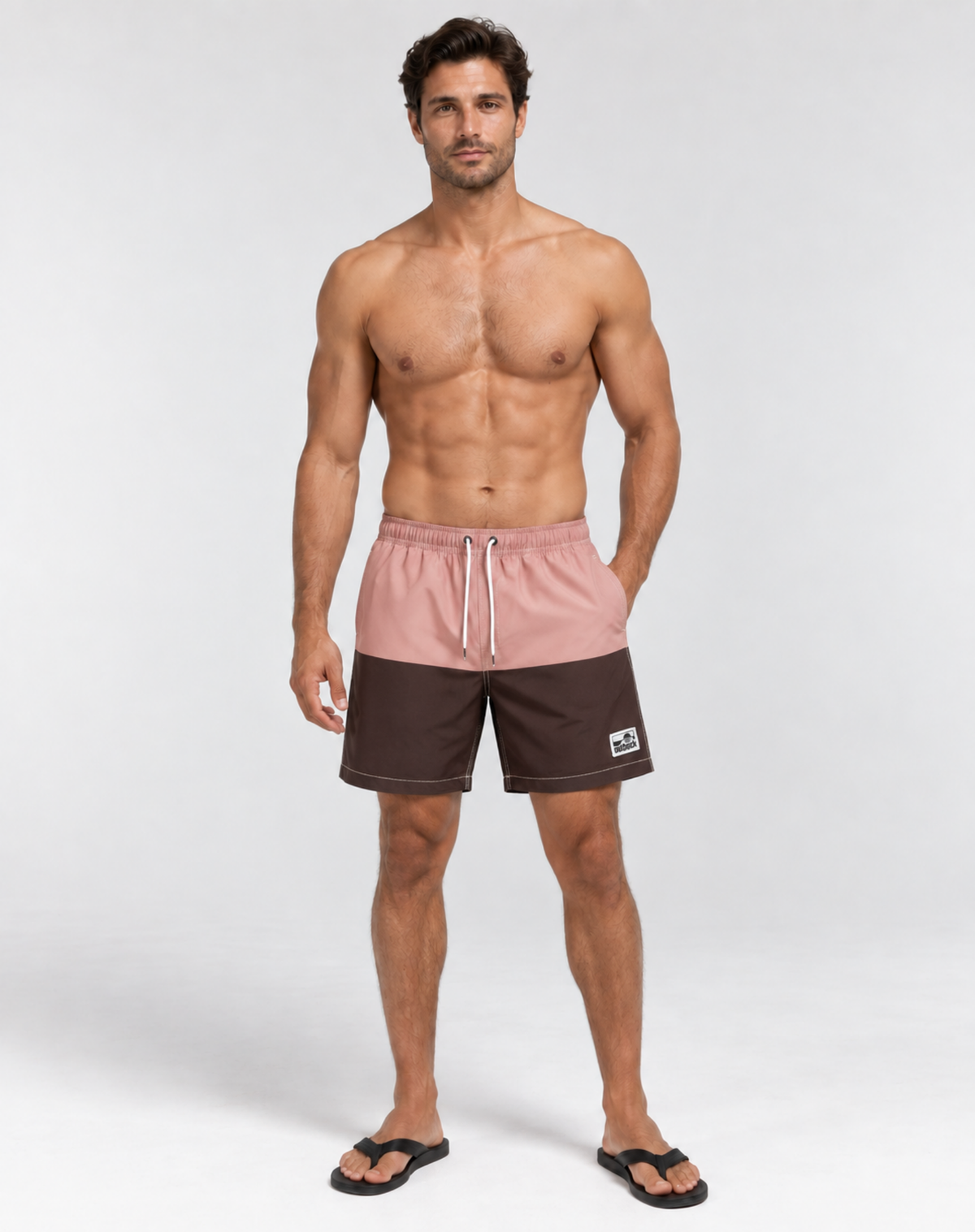 Men's Elastic Waist Boardshorts - Brown Outback Supply Co