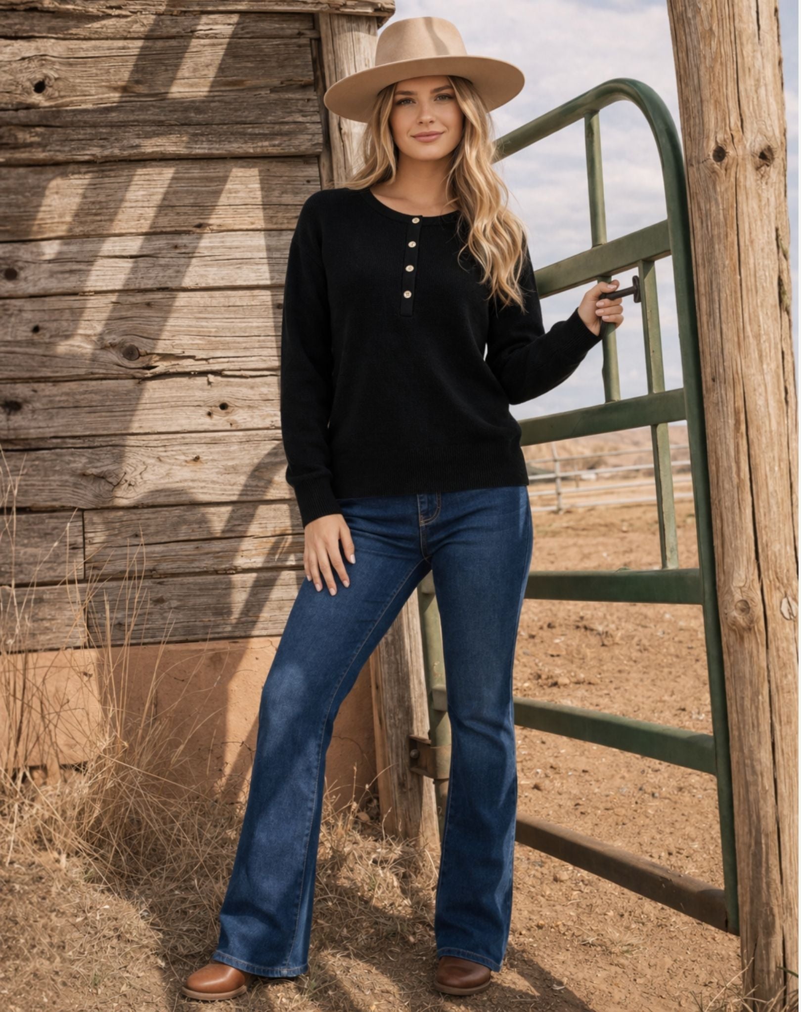 Henley Knit Sweater - Espresso Outback Supply Co