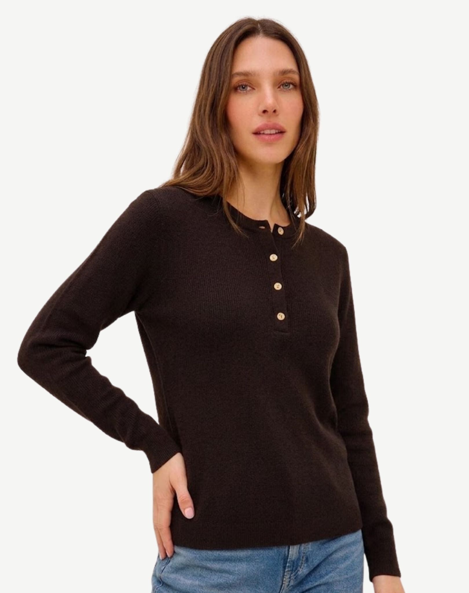Henley Knit Sweater - Espresso Outback Supply Co