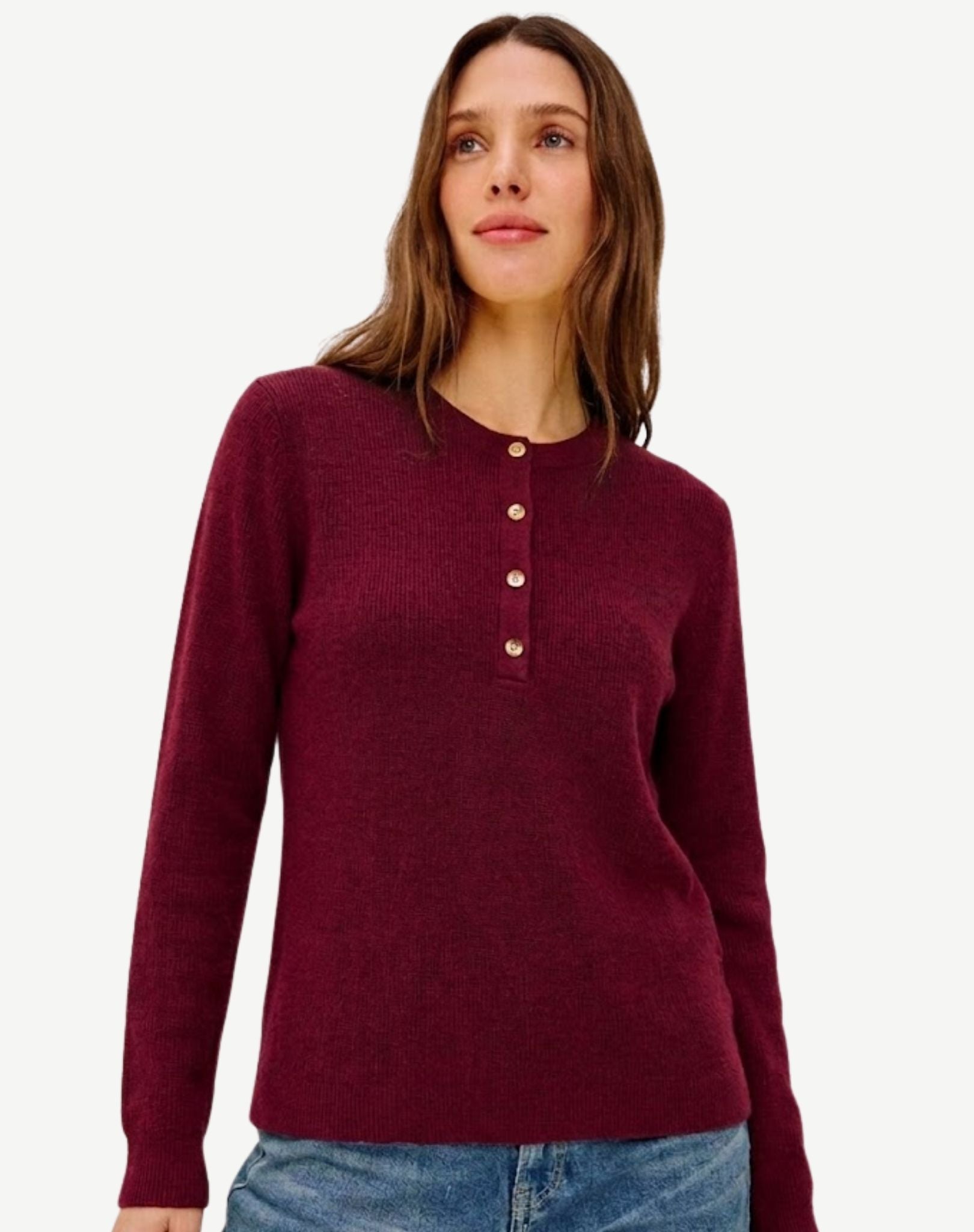 Henley Knit Sweater - Wine Outback Supply Co