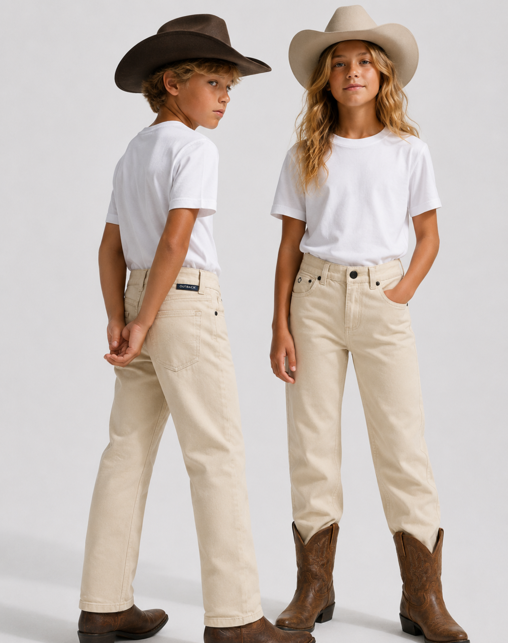 Unisex Kids Beige Moleskin Jeans Outback Supply Co