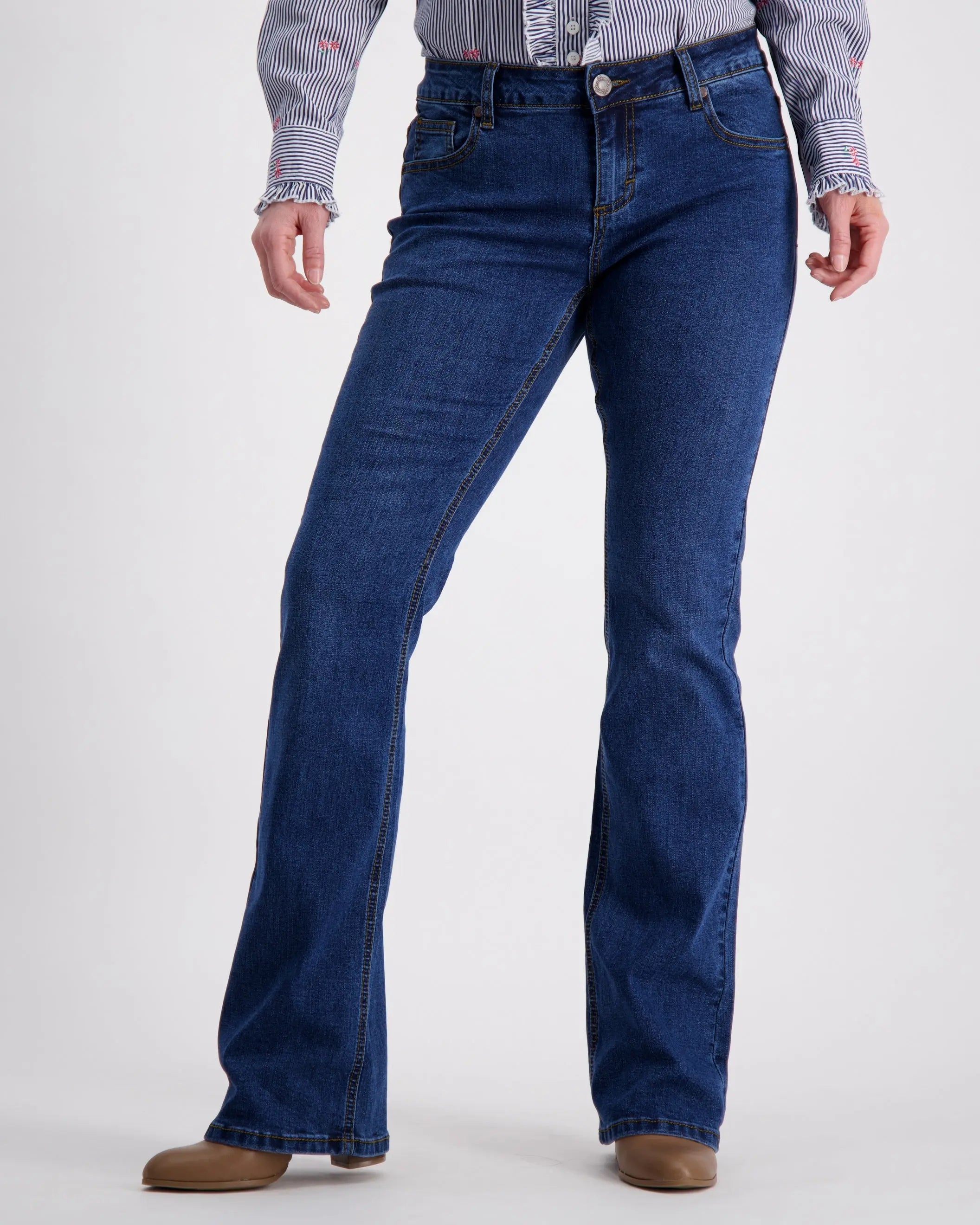 OBFilly 2.0 Blue Stonewash Womens Jeans - Boot Cut Outback Supply Co
