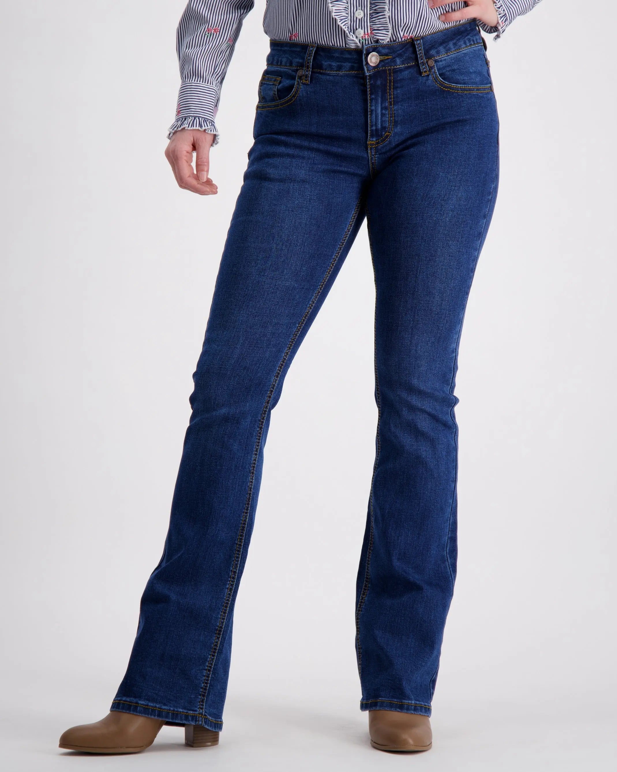OBFilly 2.0 Blue Stonewash Womens Jeans - Boot Cut Outback Supply Co