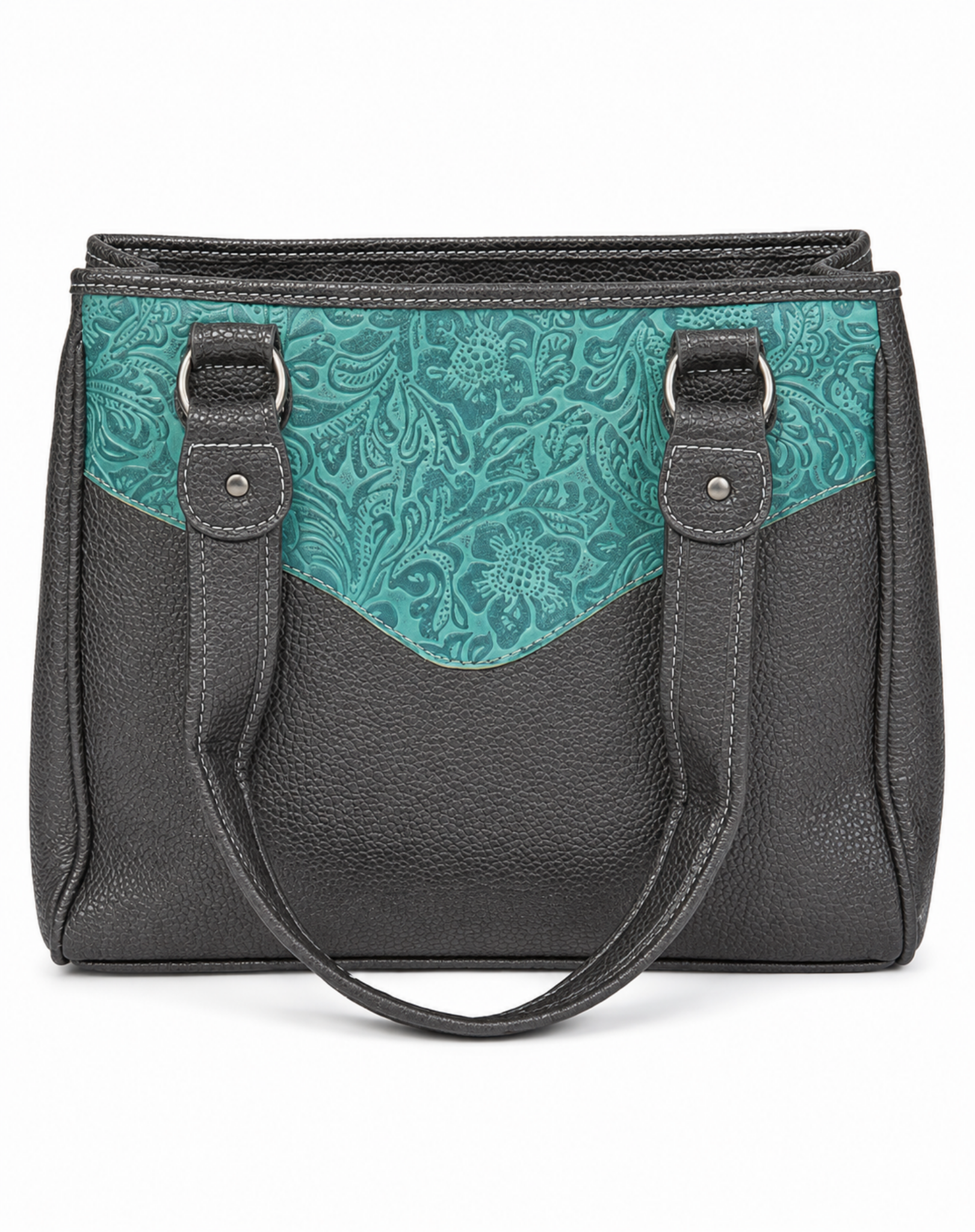 Western Blue Floral Handbag – PU Leather Tote Outback Supply Co