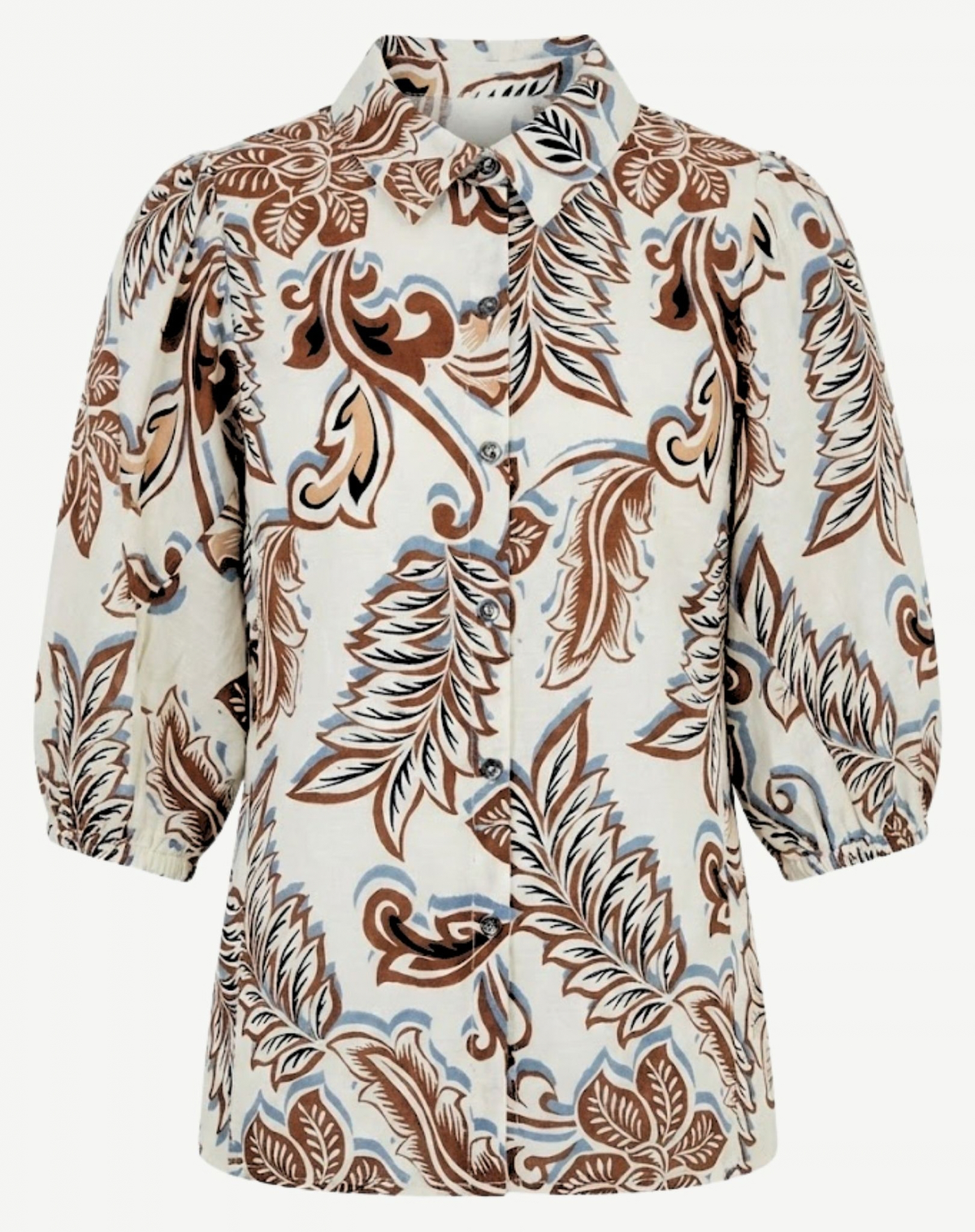 Brown Multi Printed Puff Sleeve Shirt Outback Supply Co