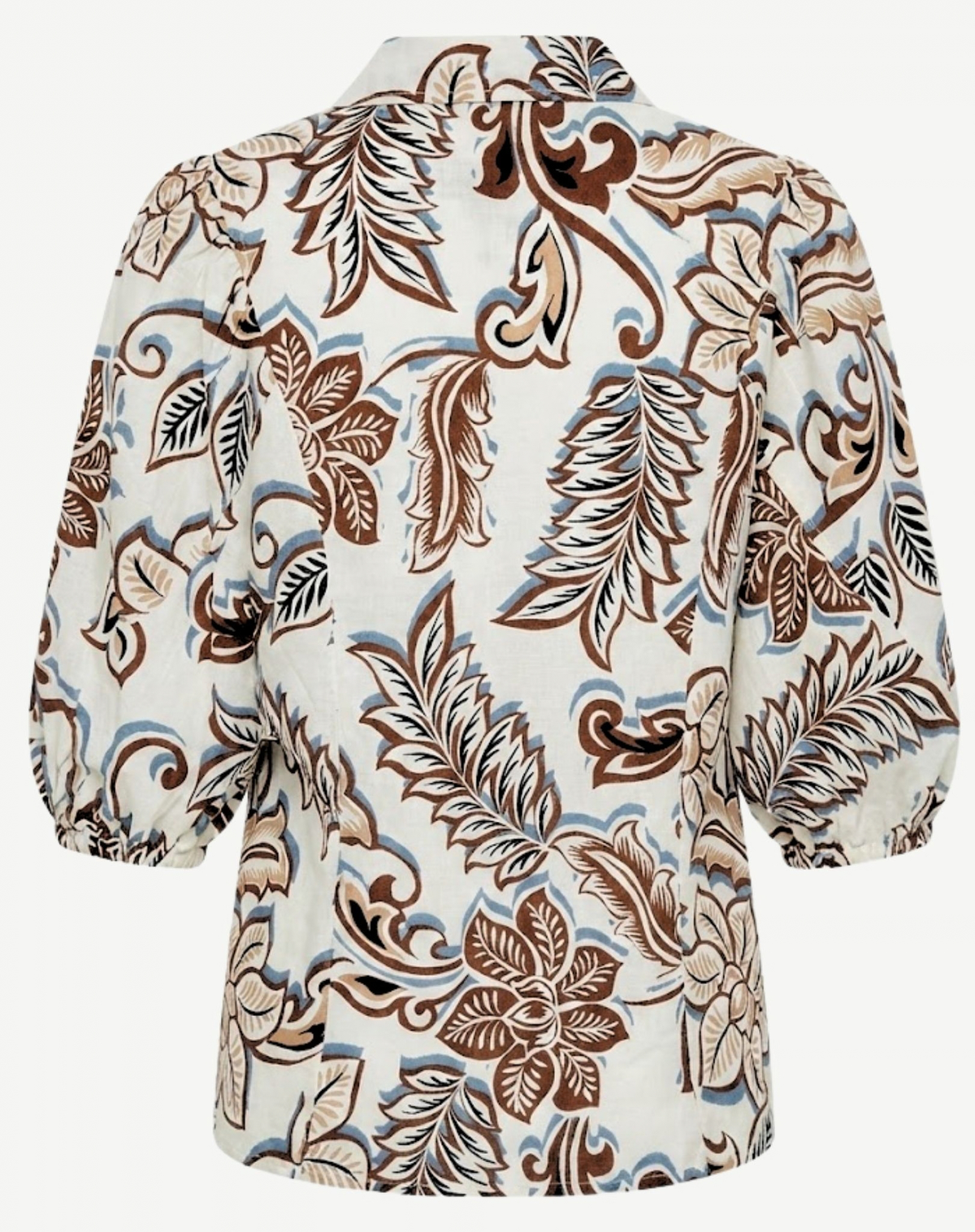 Brown Multi Printed Puff Sleeve Shirt Outback Supply Co