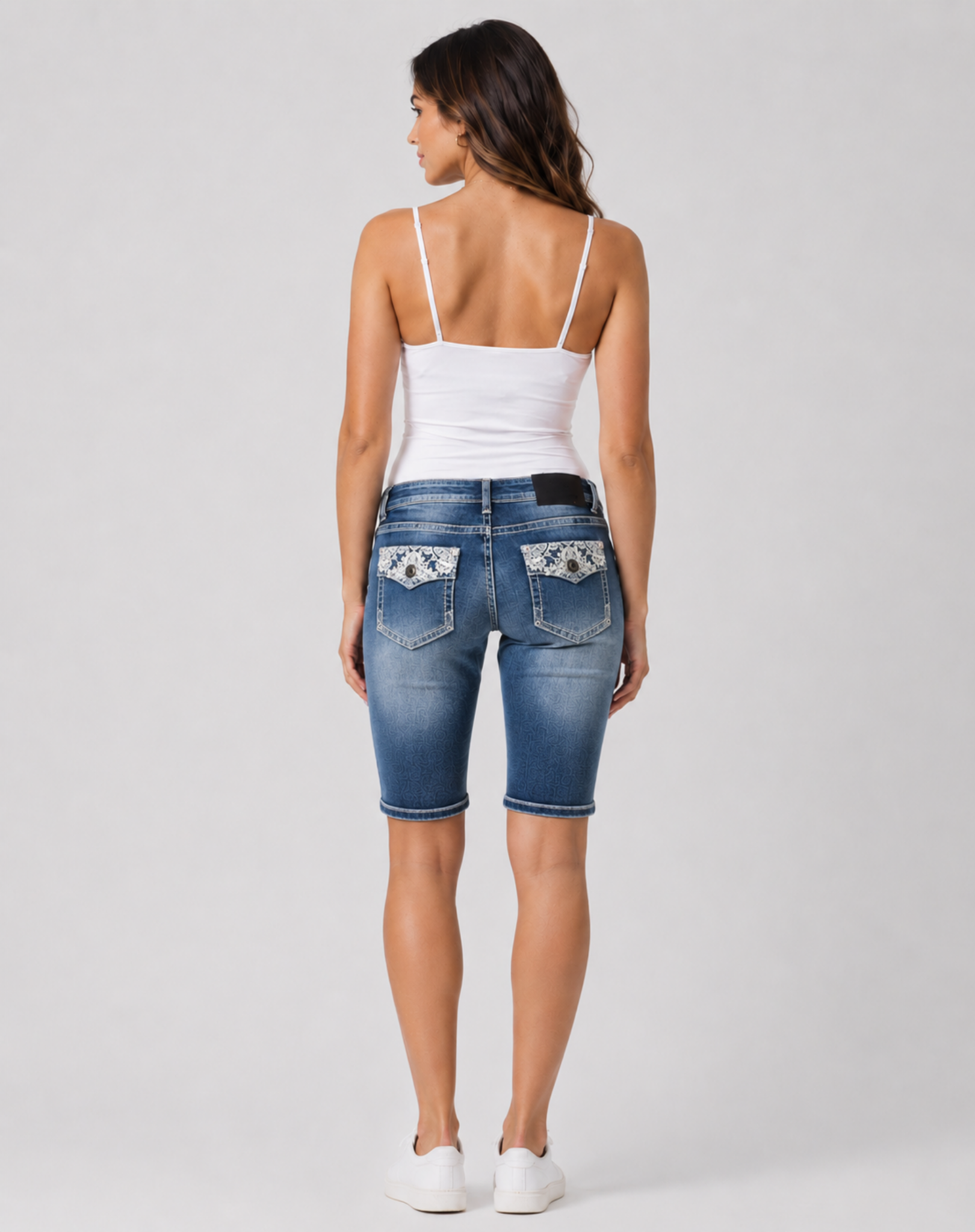 Rosie Women’s Fitted Bermuda Denim Shorts – Mid Blue Outback Supply Co