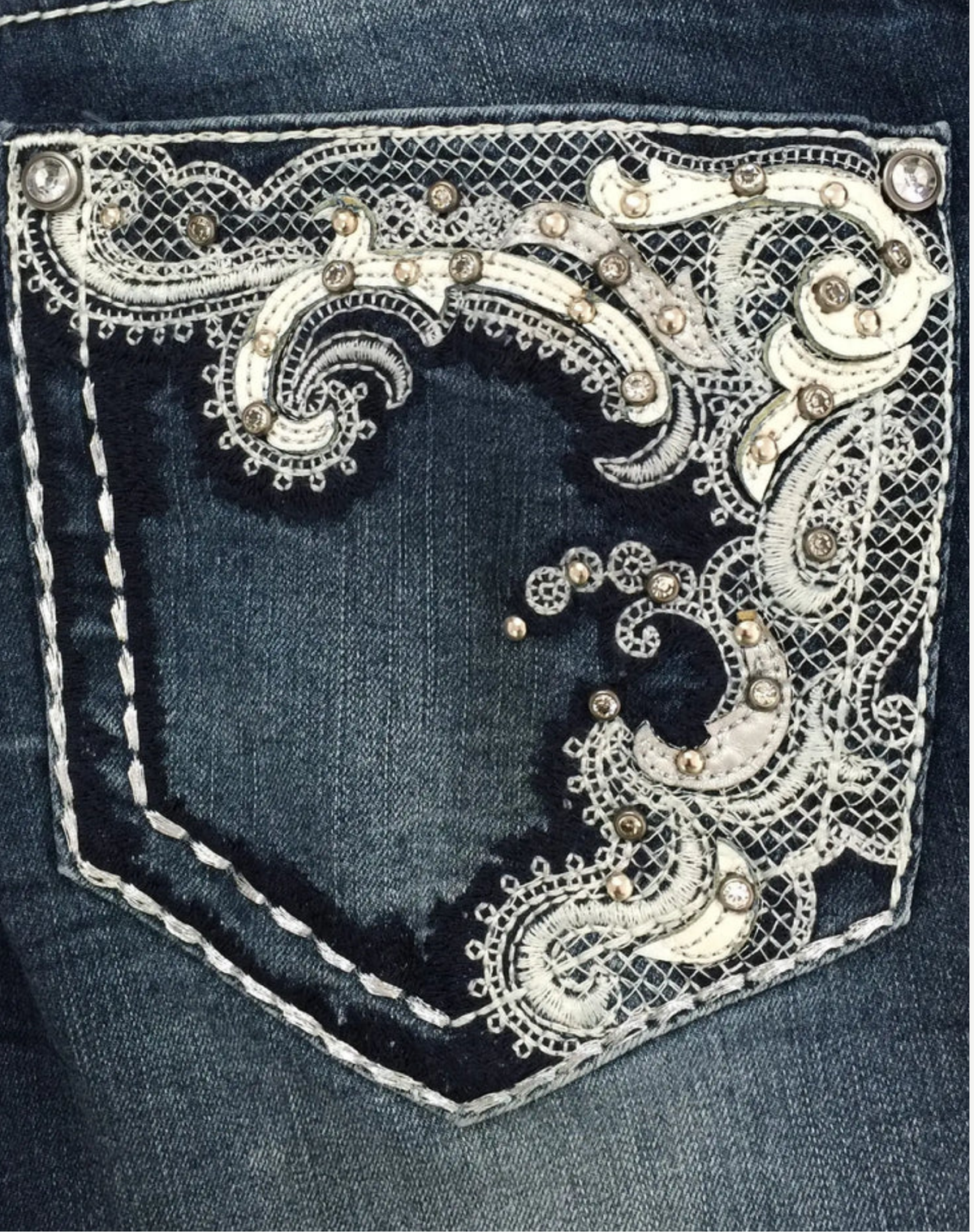 Women’s Mid-Rise Fitted Bermuda Denim Shorts with Bling – Mid Wash Outback Supply Co