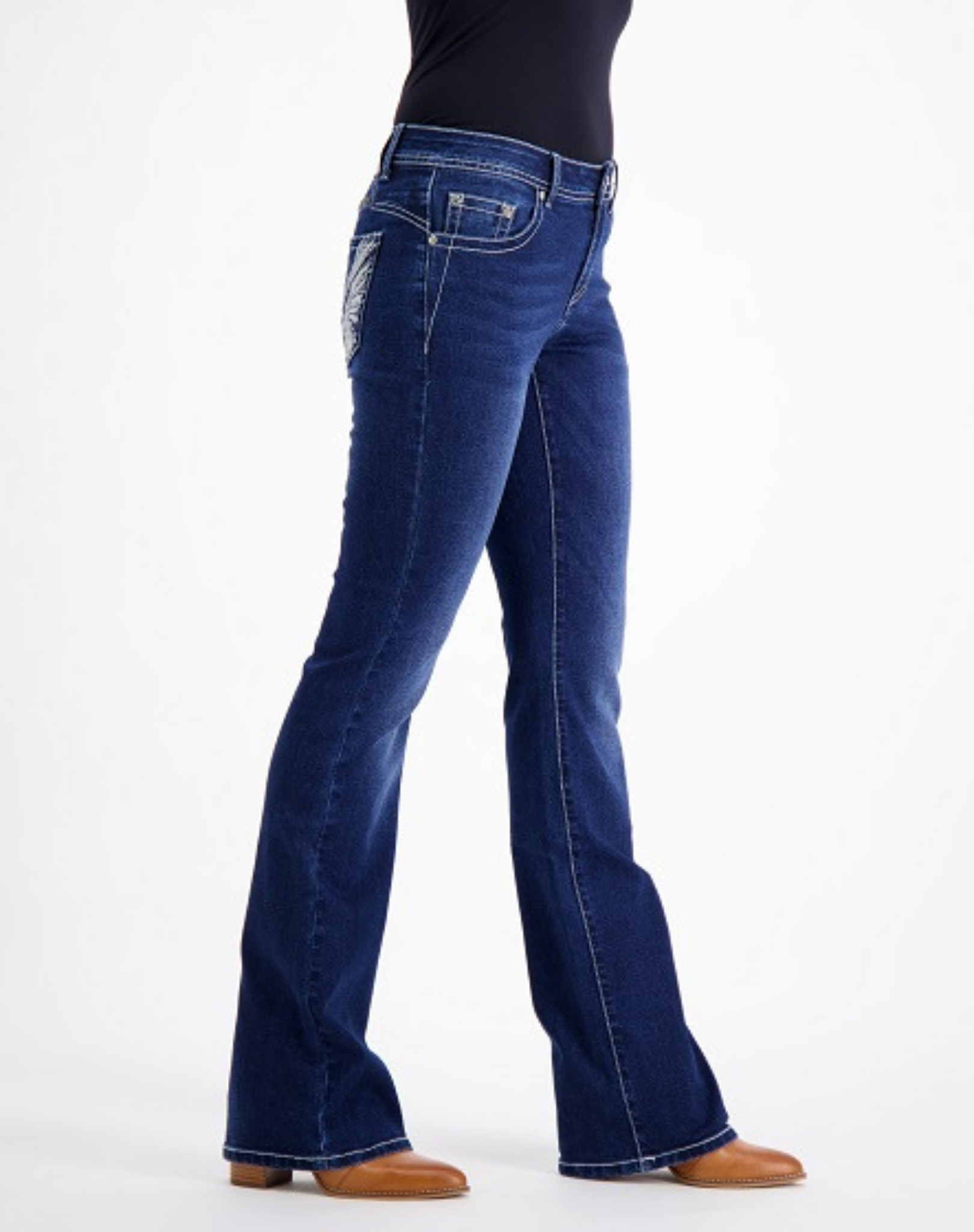 Sadie Western Bling Stretch Bootcut Jeans – Dark Wash Outback Supply Co