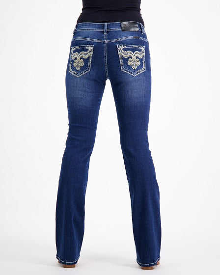Tammy Western Bling Stretch Bootcut Jeans – Dark Blue Outback Supply Co
