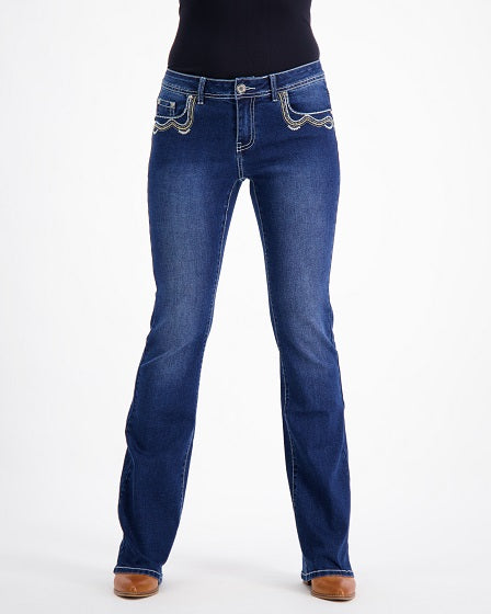 Tammy Western Bling Stretch Bootcut Jeans – Dark Blue Outback Supply Co