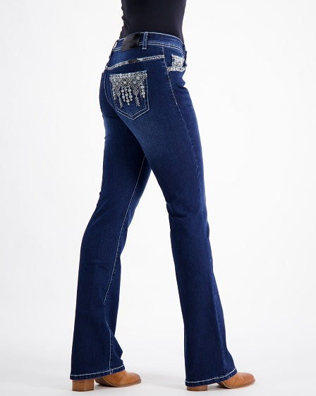Kacey Western Bling Stretch Bootcut Jeans – Dark Blue Outback Supply Co
