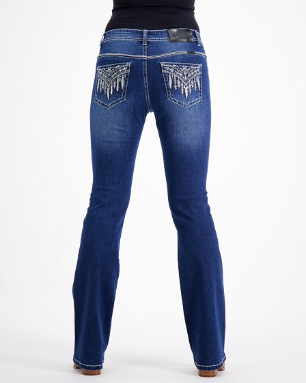 Laura Western Bling Stretch Bootcut Jeans – Dark Blue Outback Supply Co