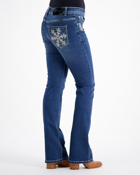 Myra Western Bling Stretch Bootcut Jeans – Mid Blue Outback Supply Co