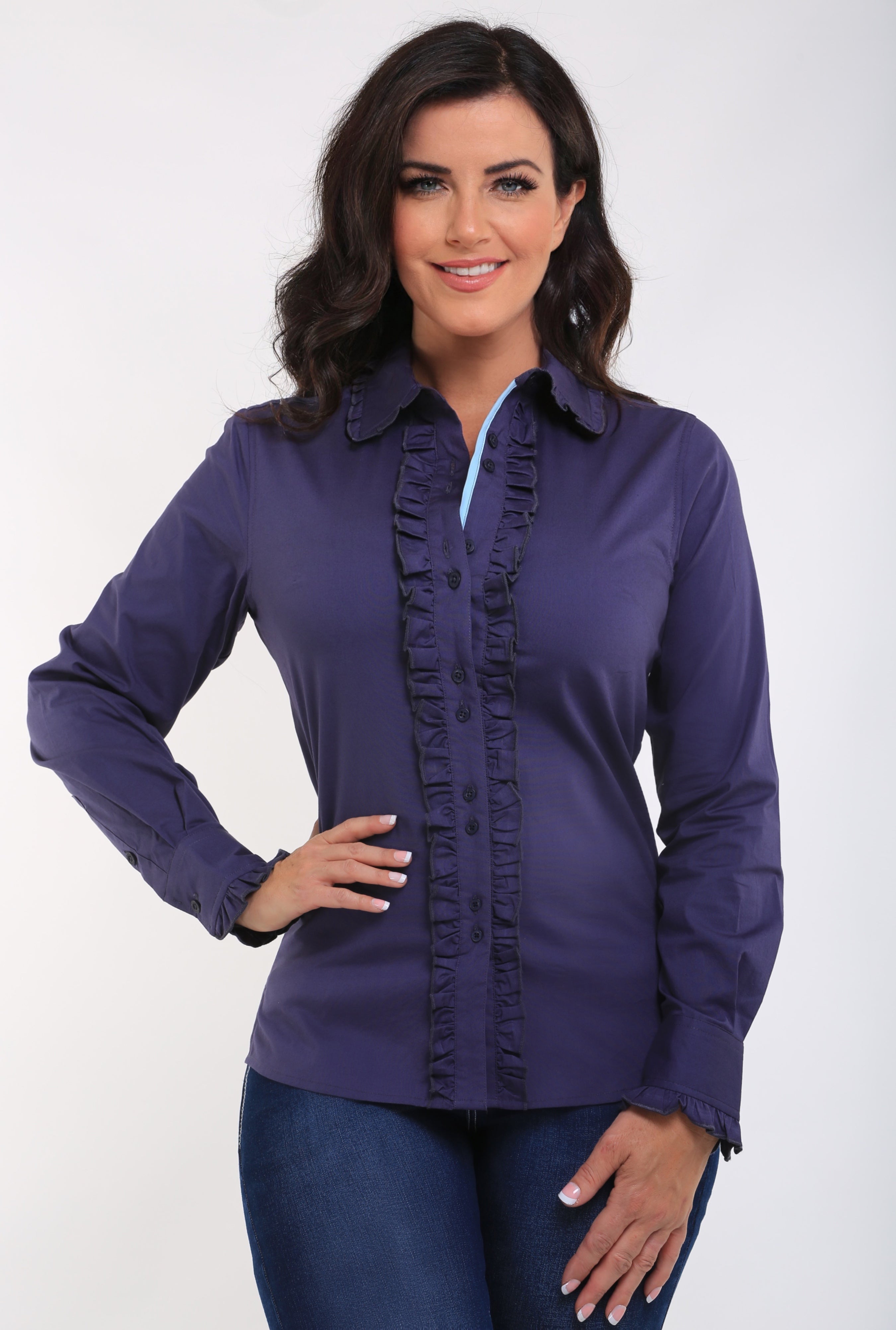 Navy Ruffle Shirt Outback Supply Co