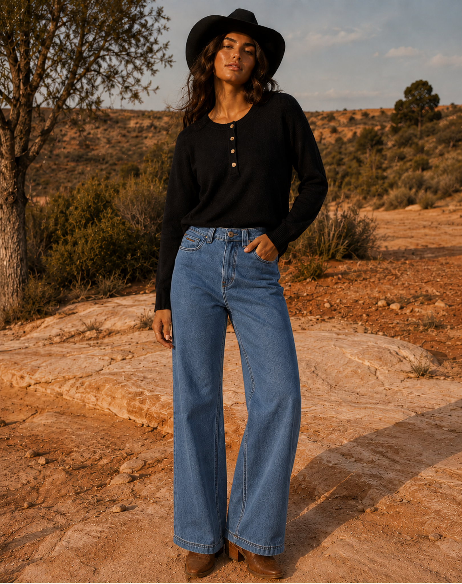 Pinnacles Wide-Leg Jean - Denim Outback Supply Co