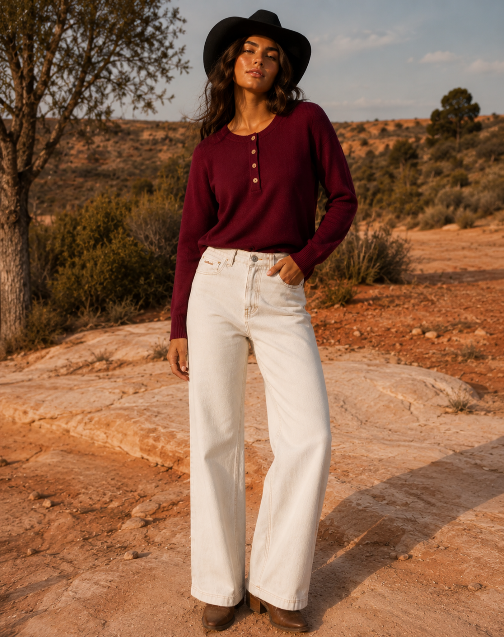Pinnacles Wide-Leg Jean - Ecru Outback Supply Co