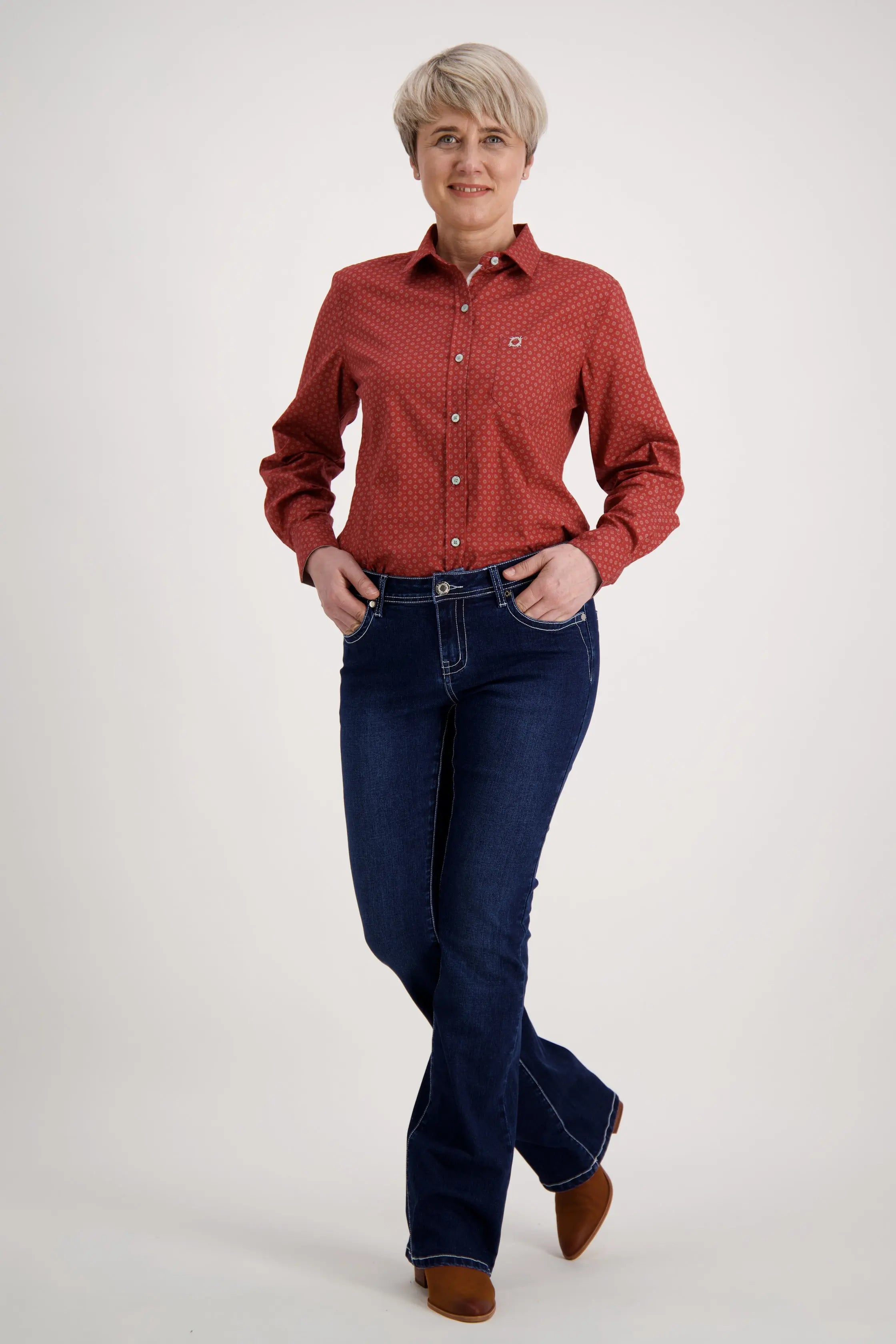 Red Grey Classic Cotton Shirt Outback Supply Co
