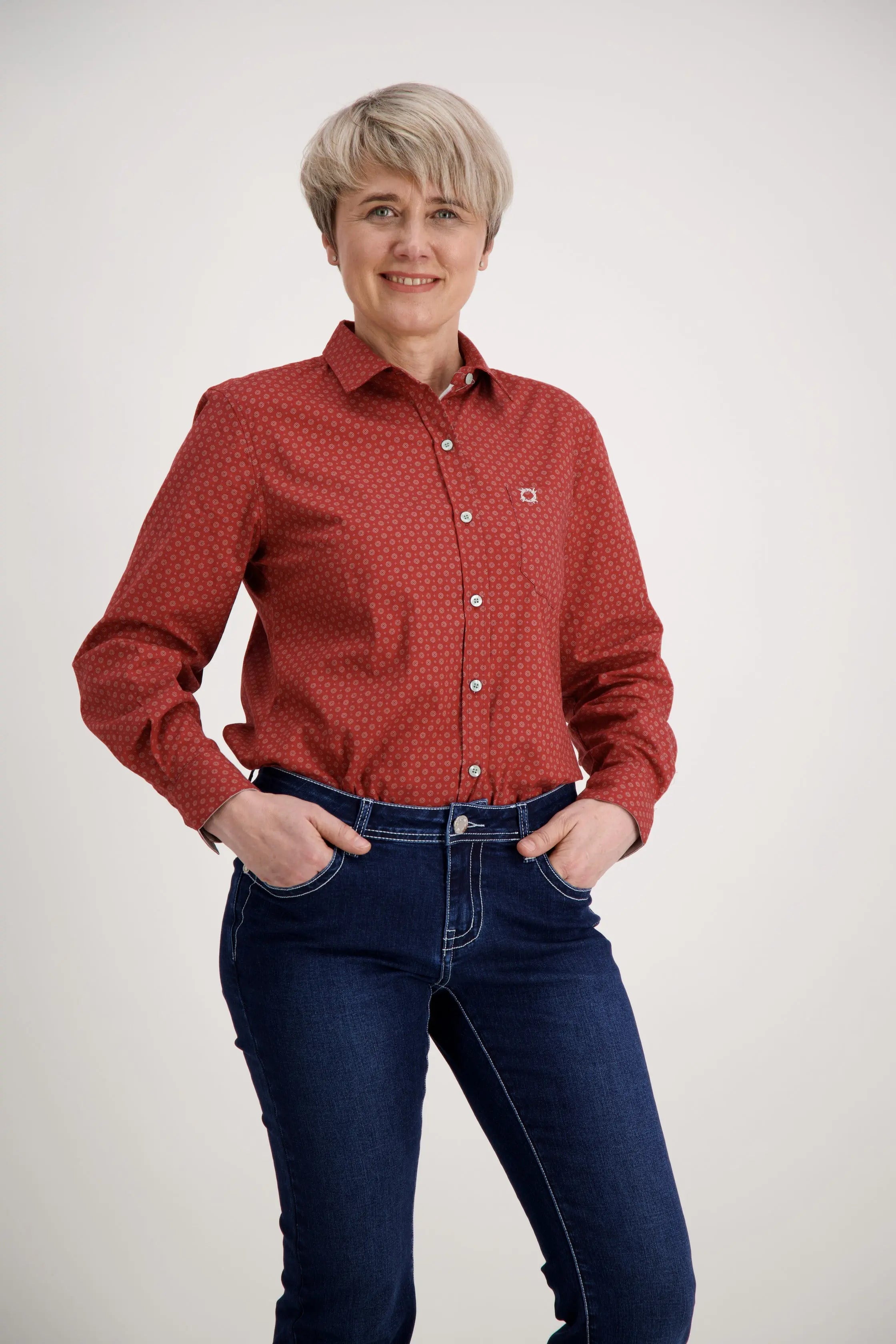 Red Grey Classic Cotton Shirt Outback Supply Co