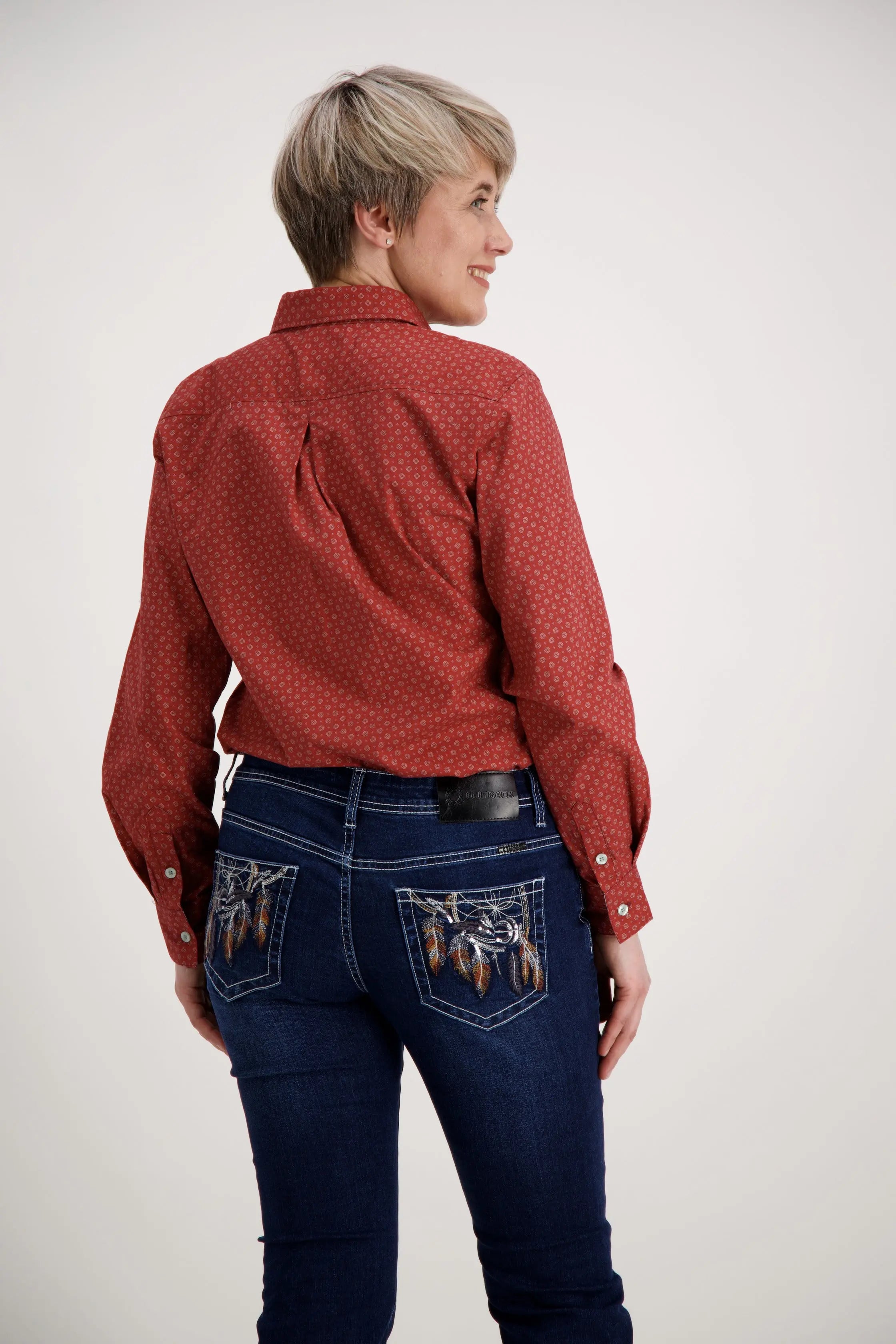 Red Grey Classic Cotton Shirt Outback Supply Co