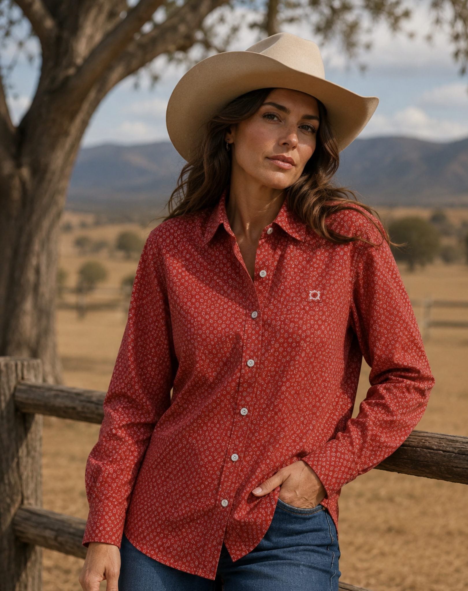 Red Grey Classic Cotton Shirt Outback Supply Co