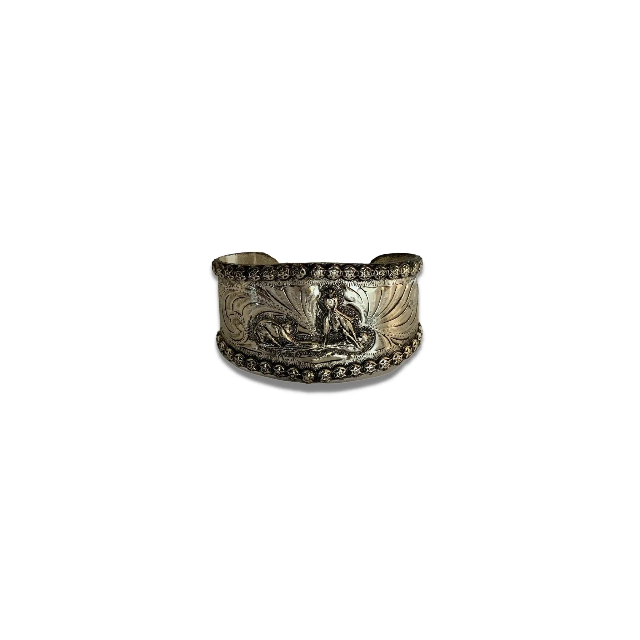 Silver Cuff Bracelet - Style A9 - Cattleman Motif Outback Supply Co