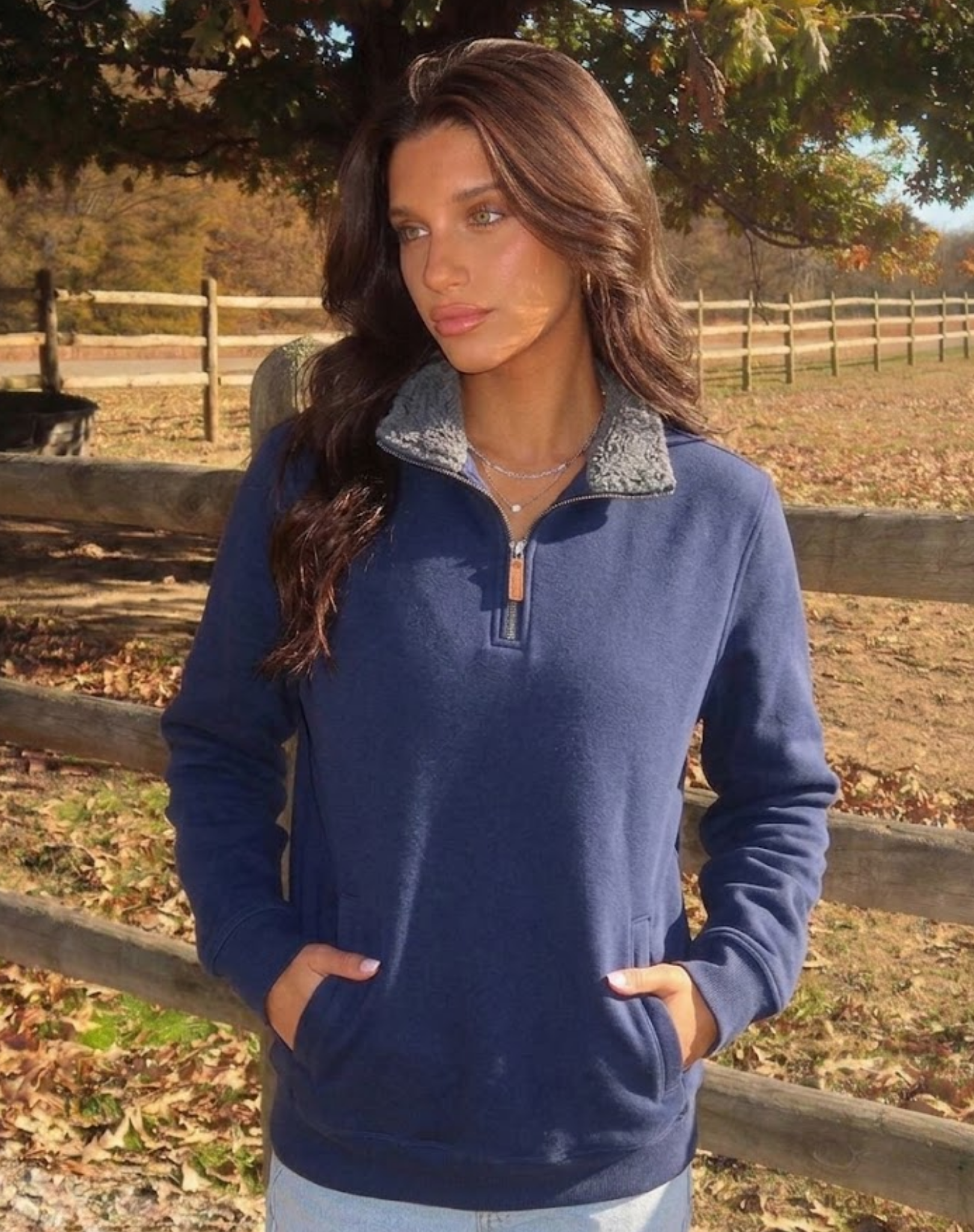 Unisex Navy Half Zip Fleece Lined Jumper Outback Supply Co