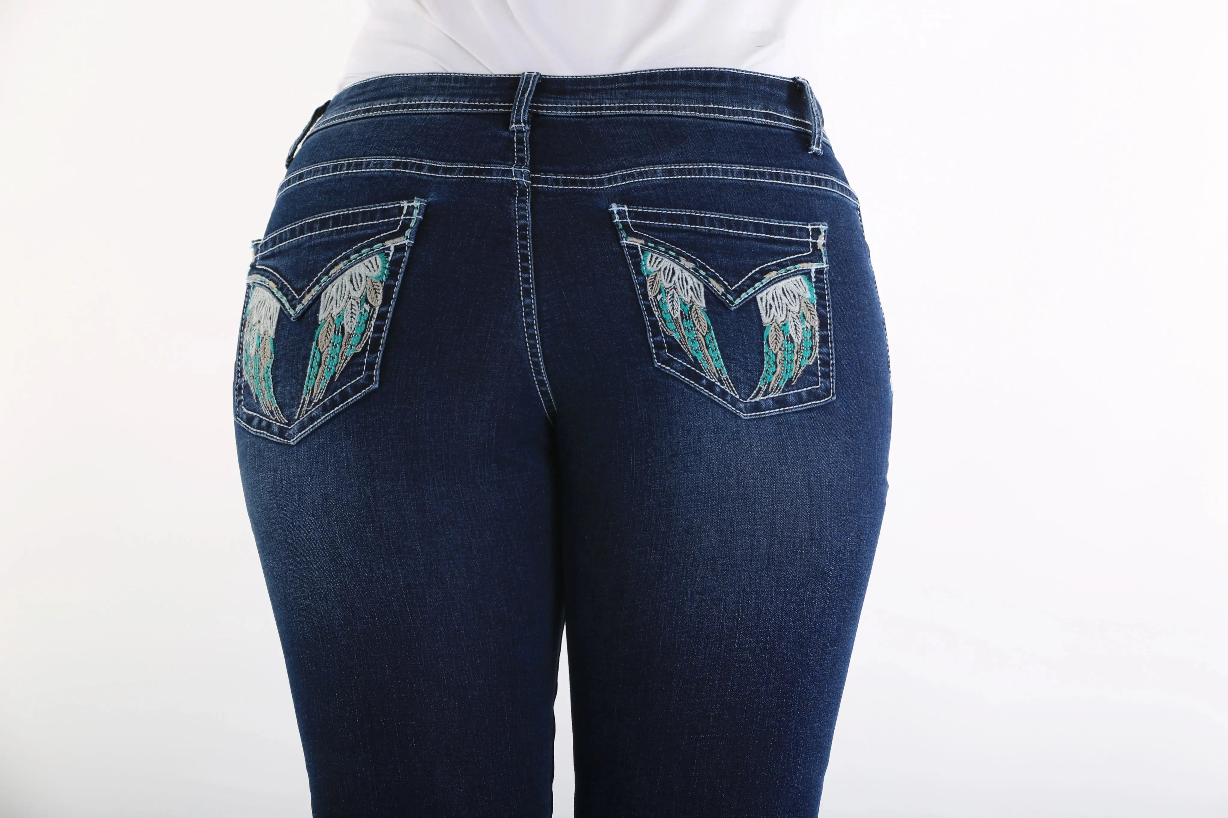 Emroidered indigo Western Jeans