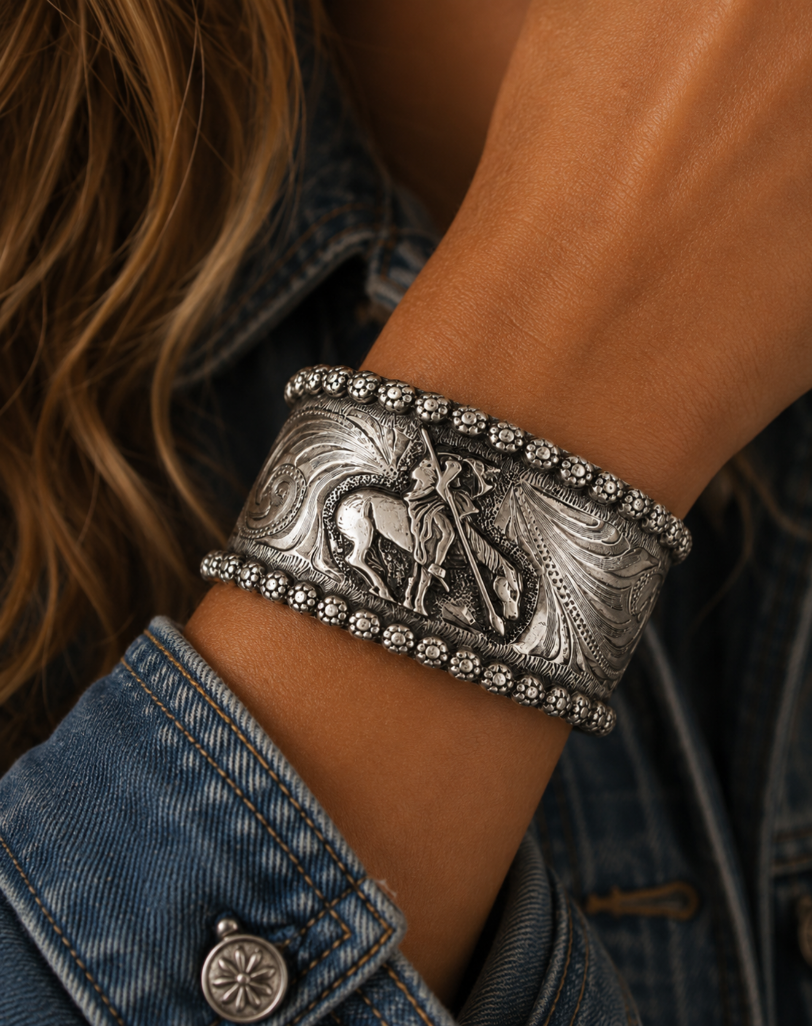 Silver Western Heritage Rider Cuff Bracelet Outback Supply Co
