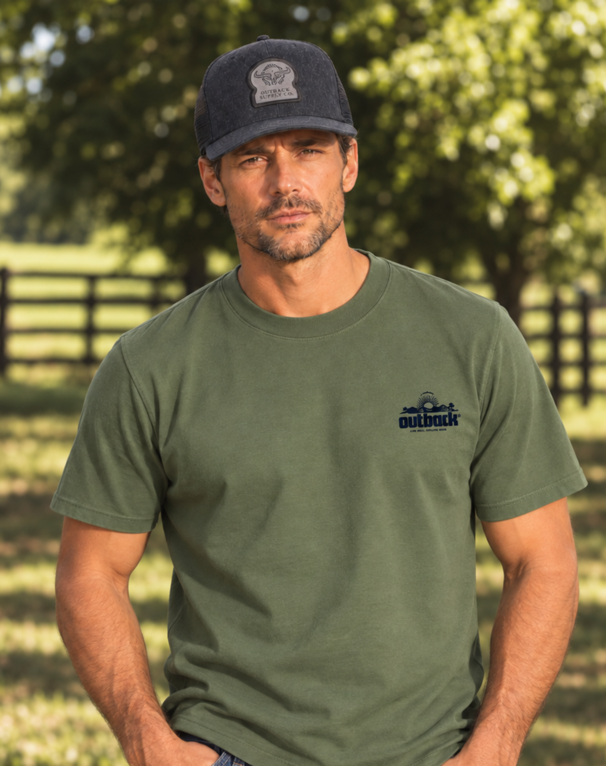 Navy Logo Trucker Cap Outback Supply Co