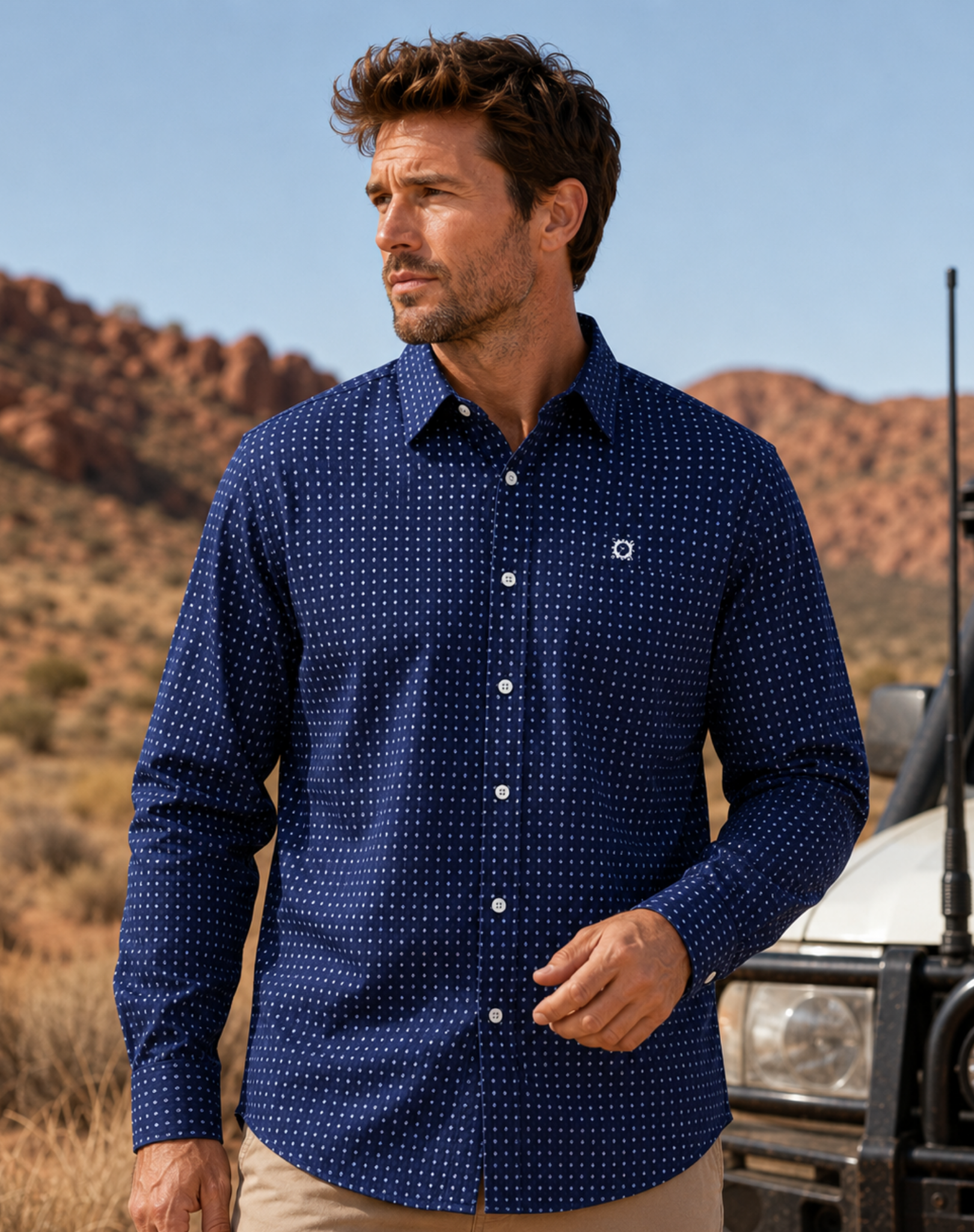 Navy Grey Classic Cotton Shirt Outback Supply Co