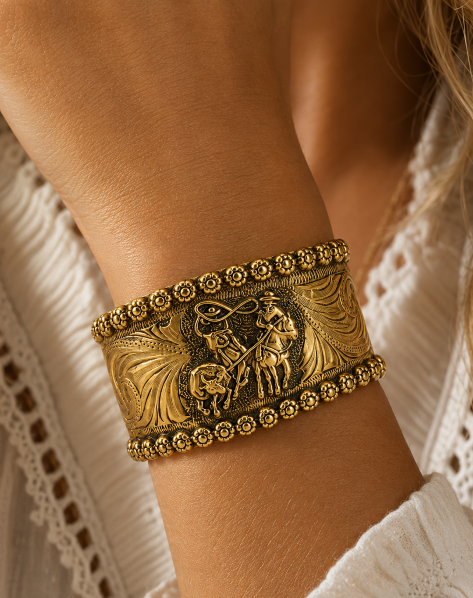 Gold Western Roper Cuff Bracelet Outback Supply Co