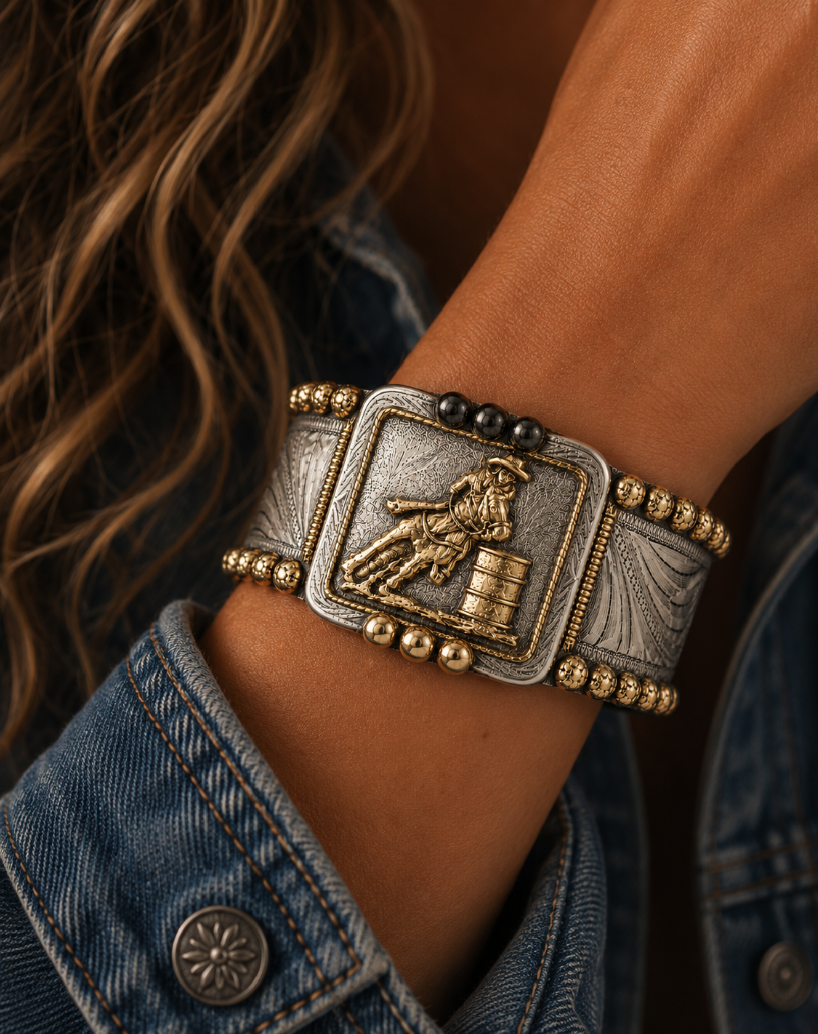 Antiqued Silver and Gold Reins Cuff Bracelet Outback Supply Co