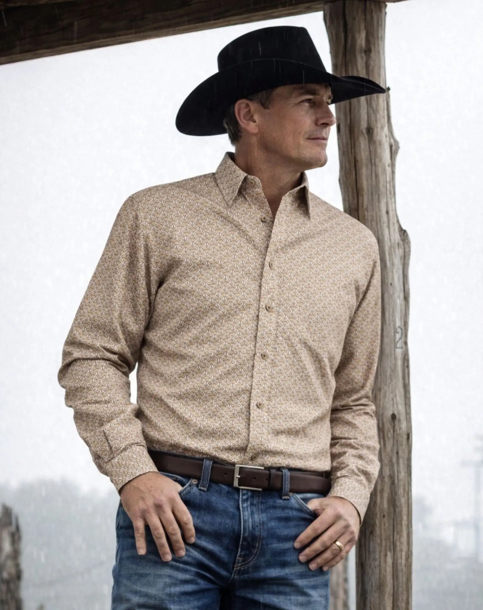 Beige Brown Classic Cotton Shirt Outback Supply Co