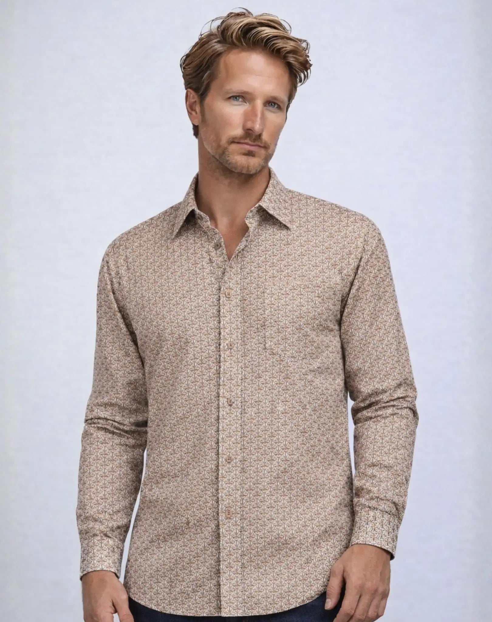 Beige Brown Classic Cotton Shirt Outback Supply Co