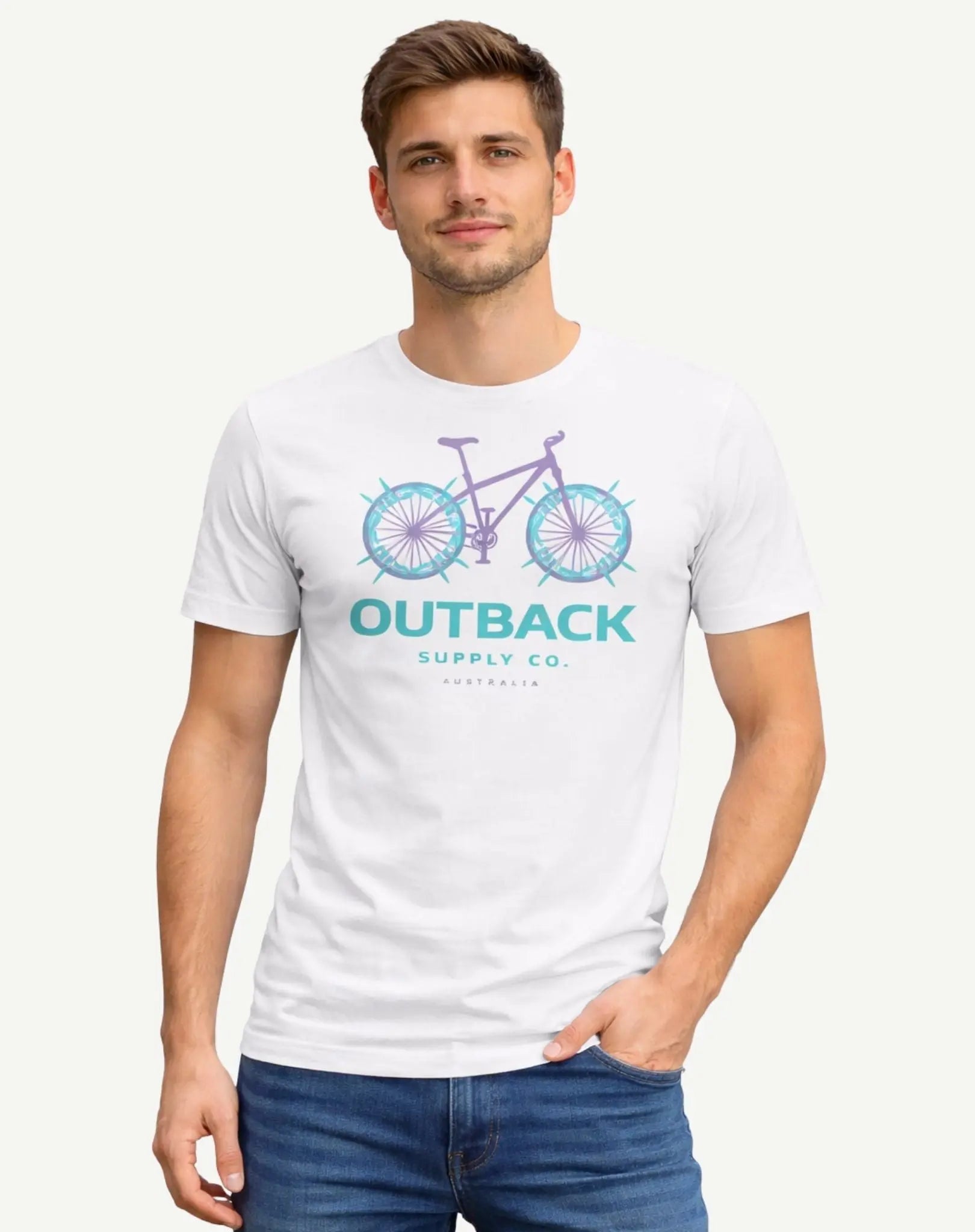 Bike T-Shirt - White Outback Supply Co